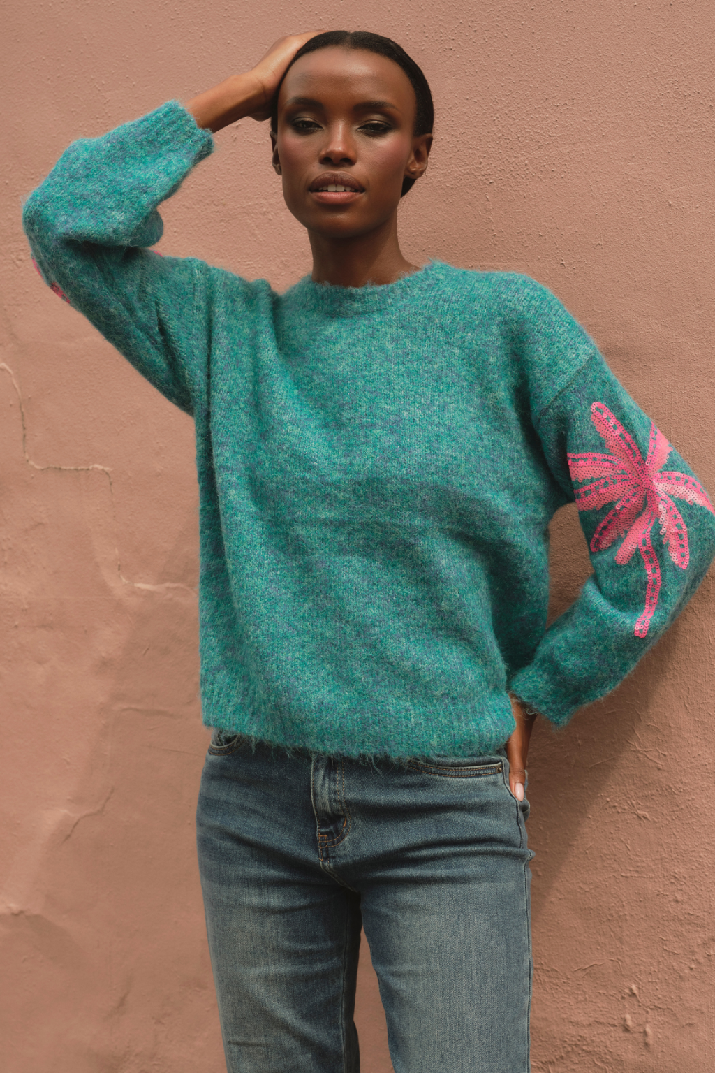 Teal and Pink Britney Jumper