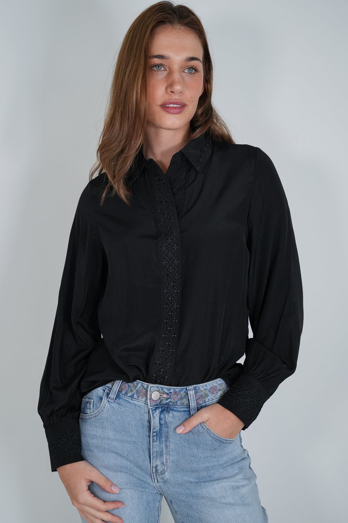 Black Embroidered Shirt