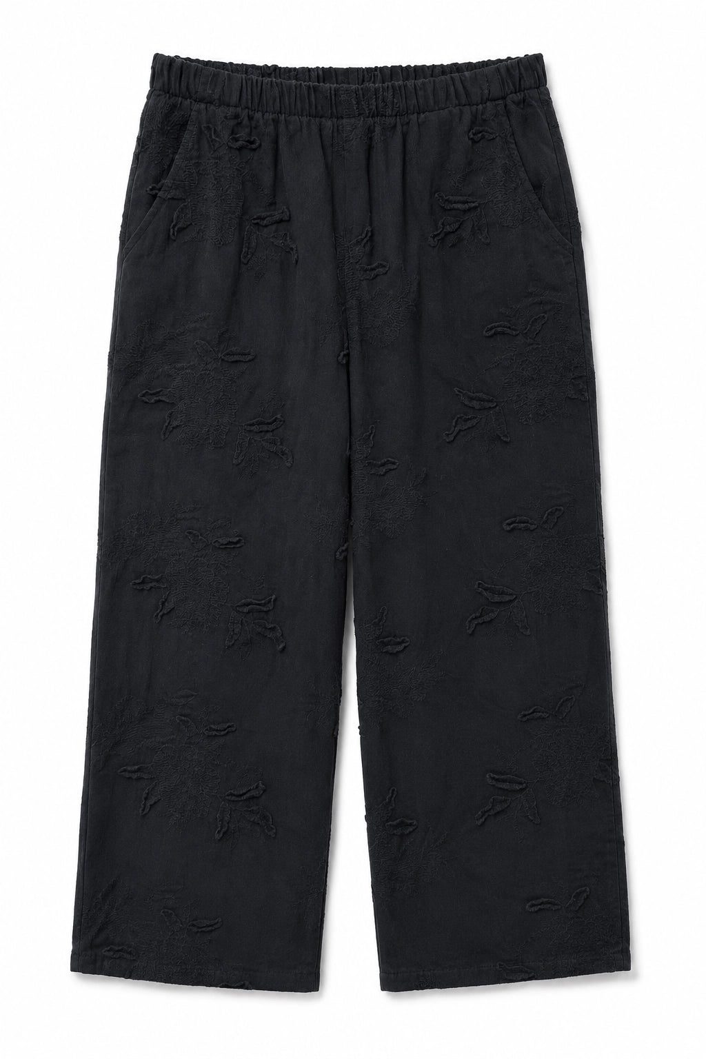 Black Floral Appliqué Pant