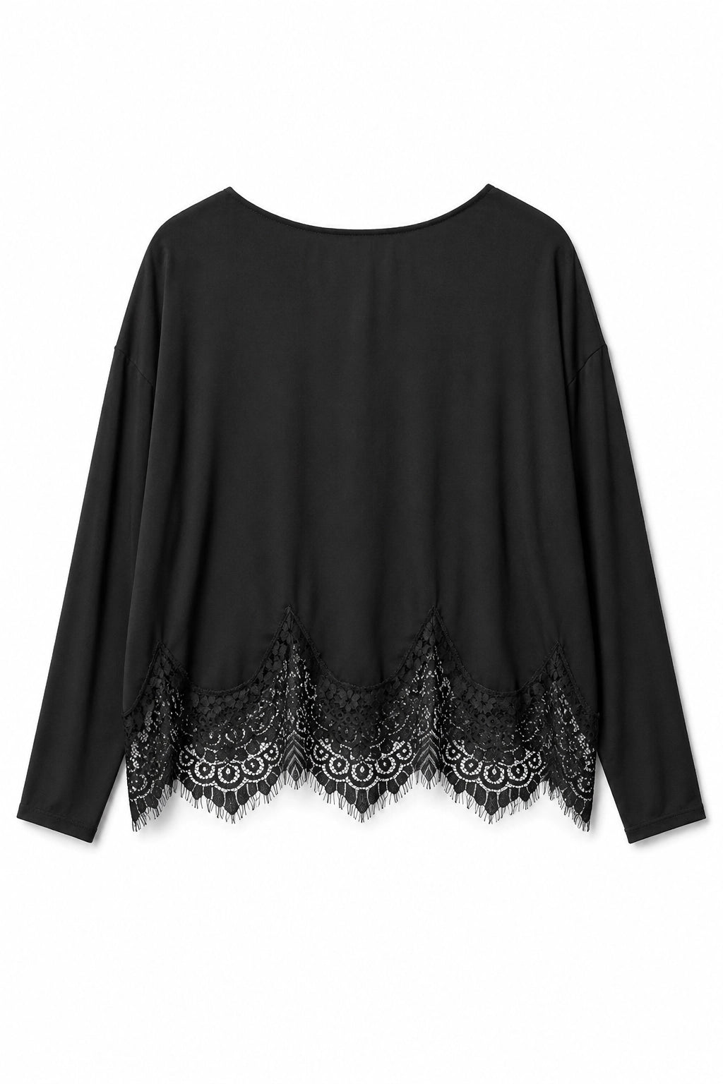 Black Lace Hem Top
