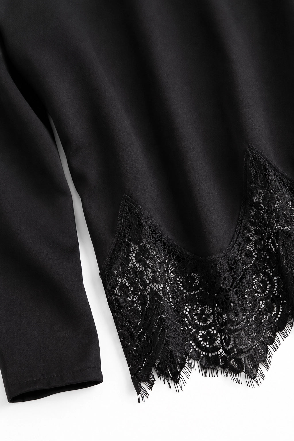 Black Lace Hem Top