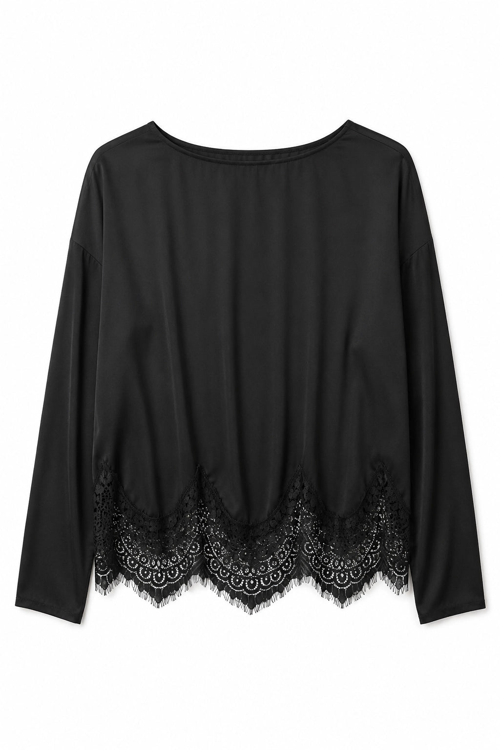 Black Lace Hem Top