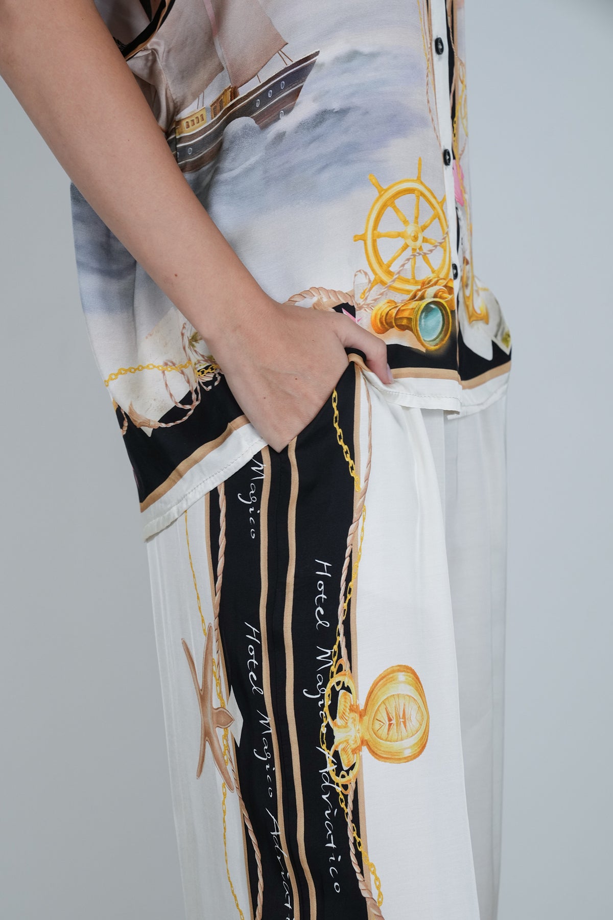 Black Maritime Silk Blend Pant