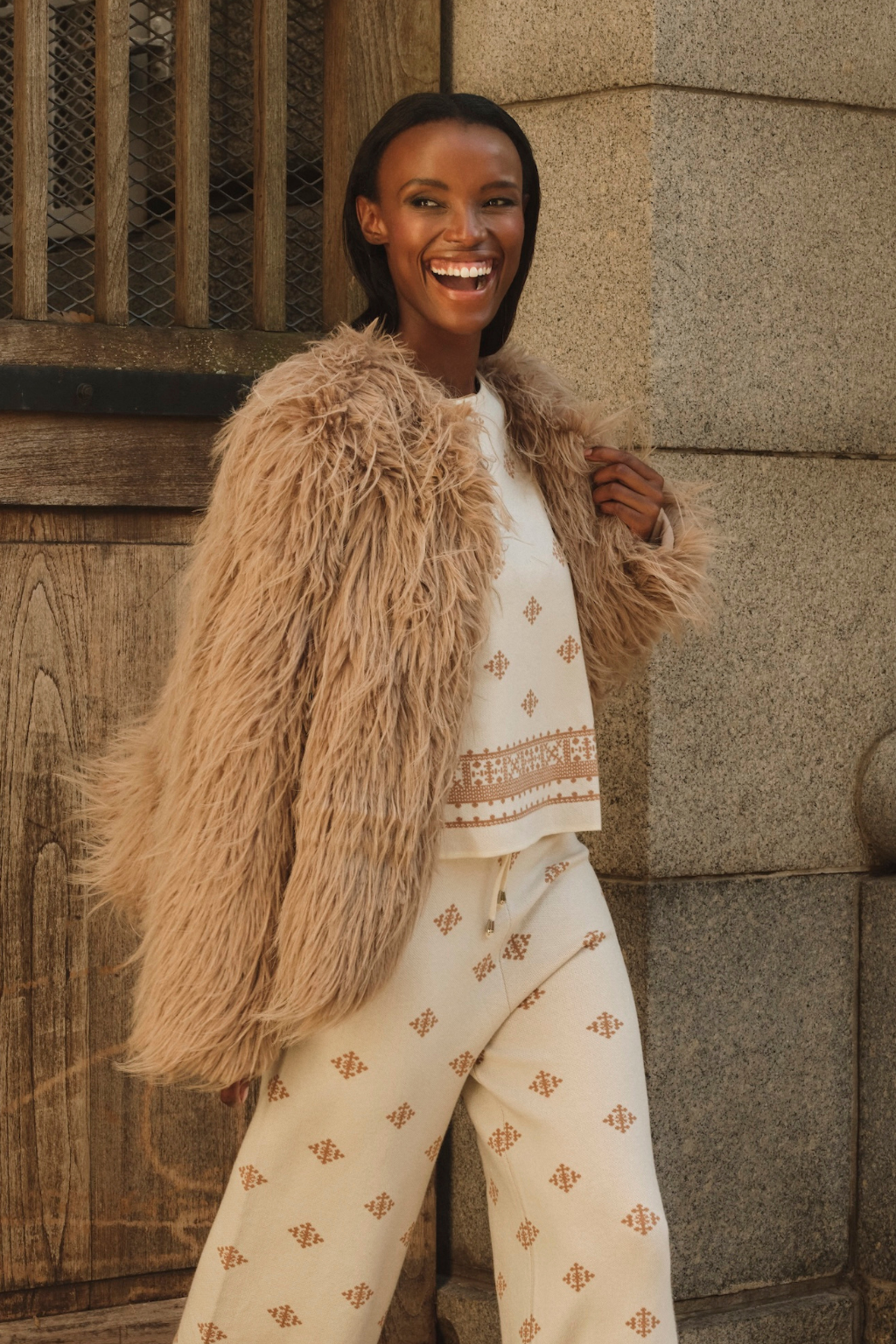 Caramel Shaggy Faux Fur Jacket