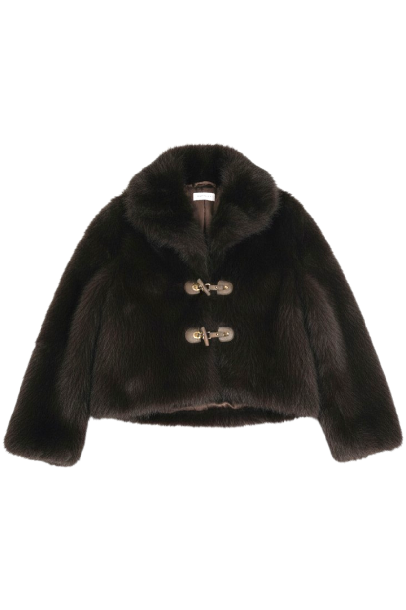 Chocolate Toggle Faux Fur Jacket
