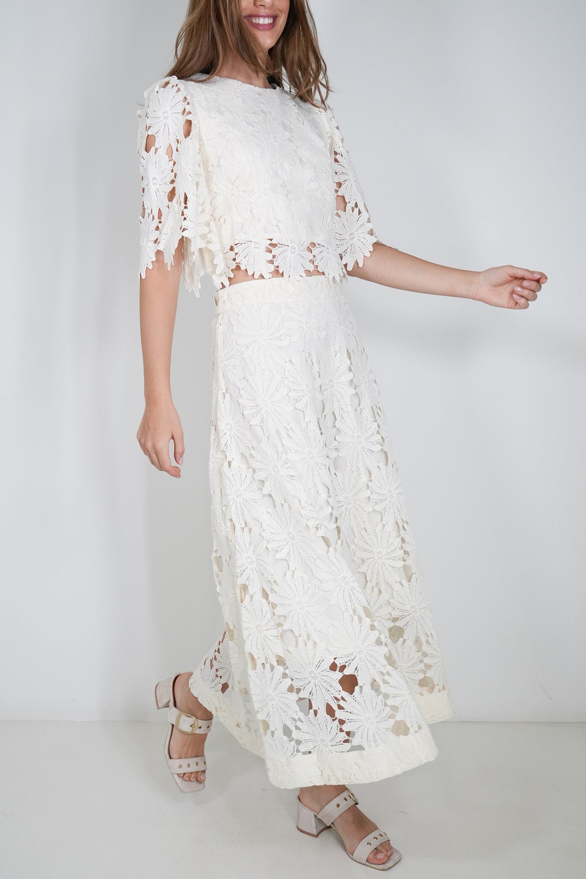 Cream Lace Josie Zip Top