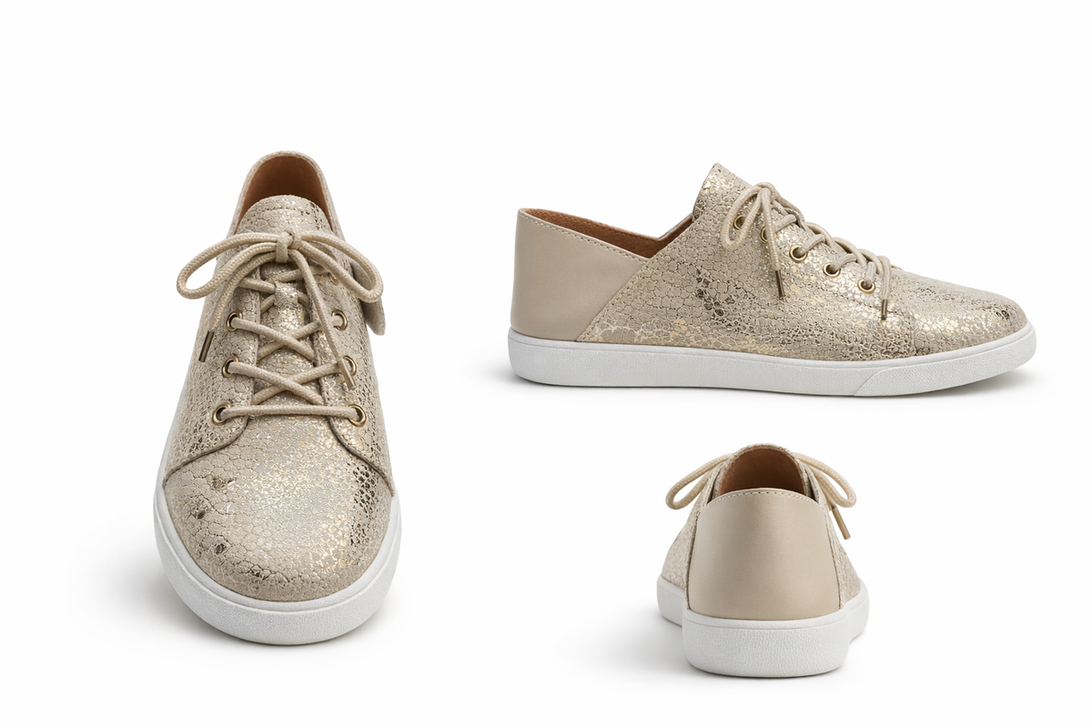 Julz Gold Snake and Beige Vicki Sneaker
