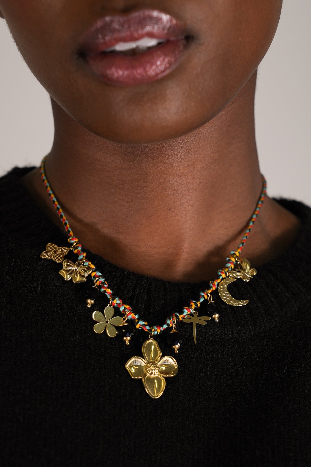 Colourful Flower Charm Necklace