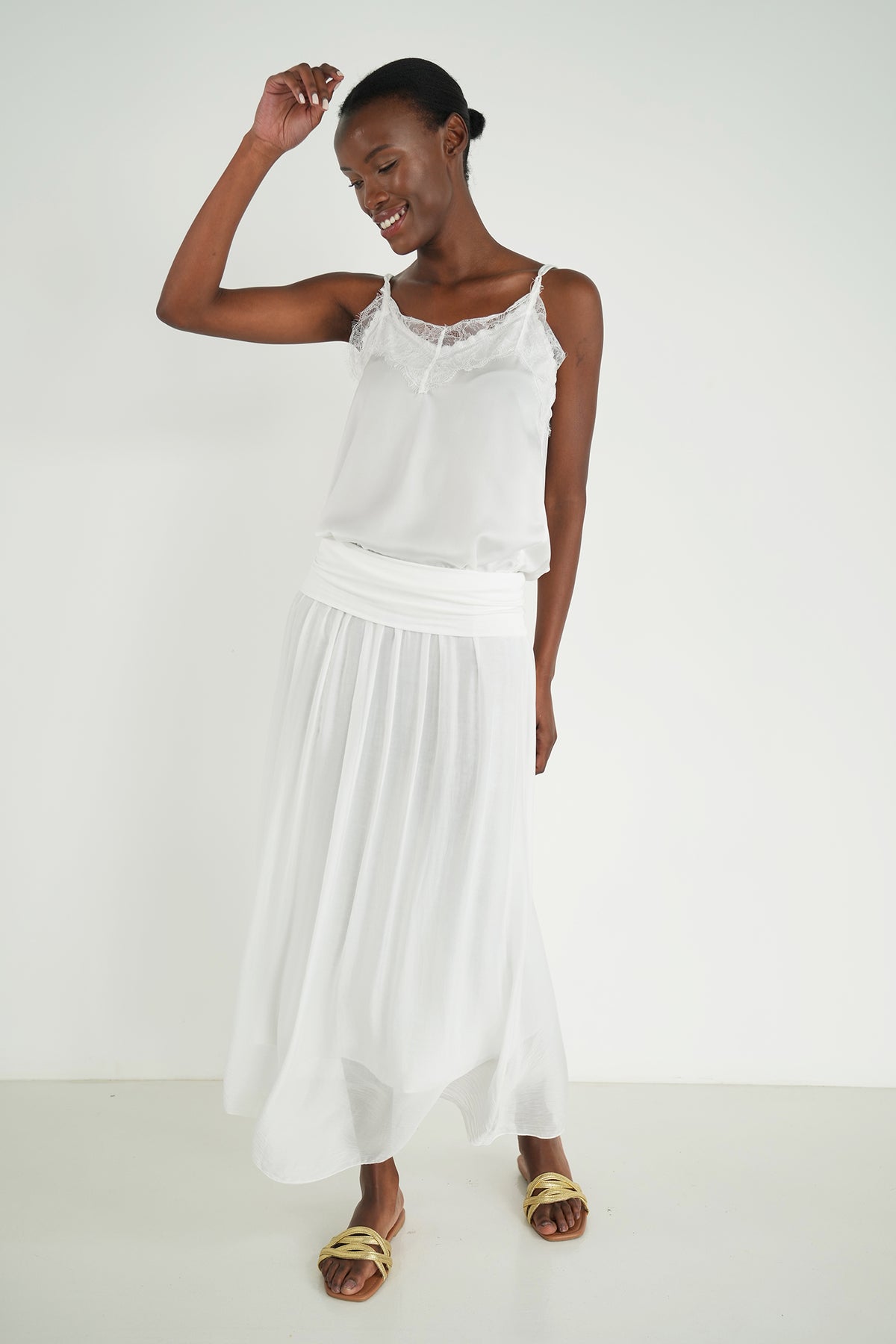 White Silk Skirt