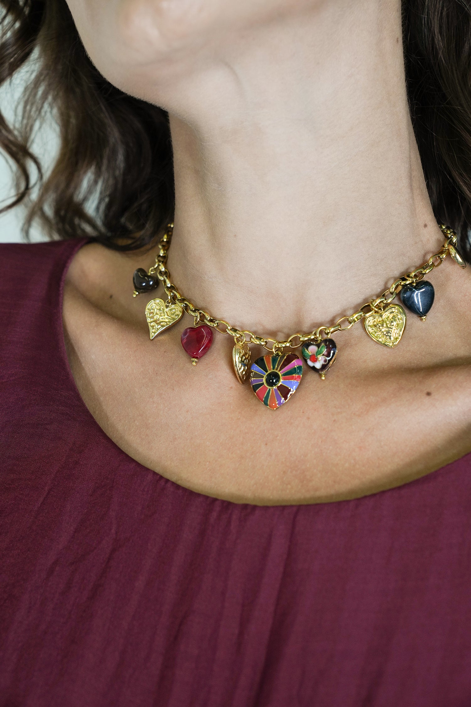 Rainbow Heart Charm Necklace