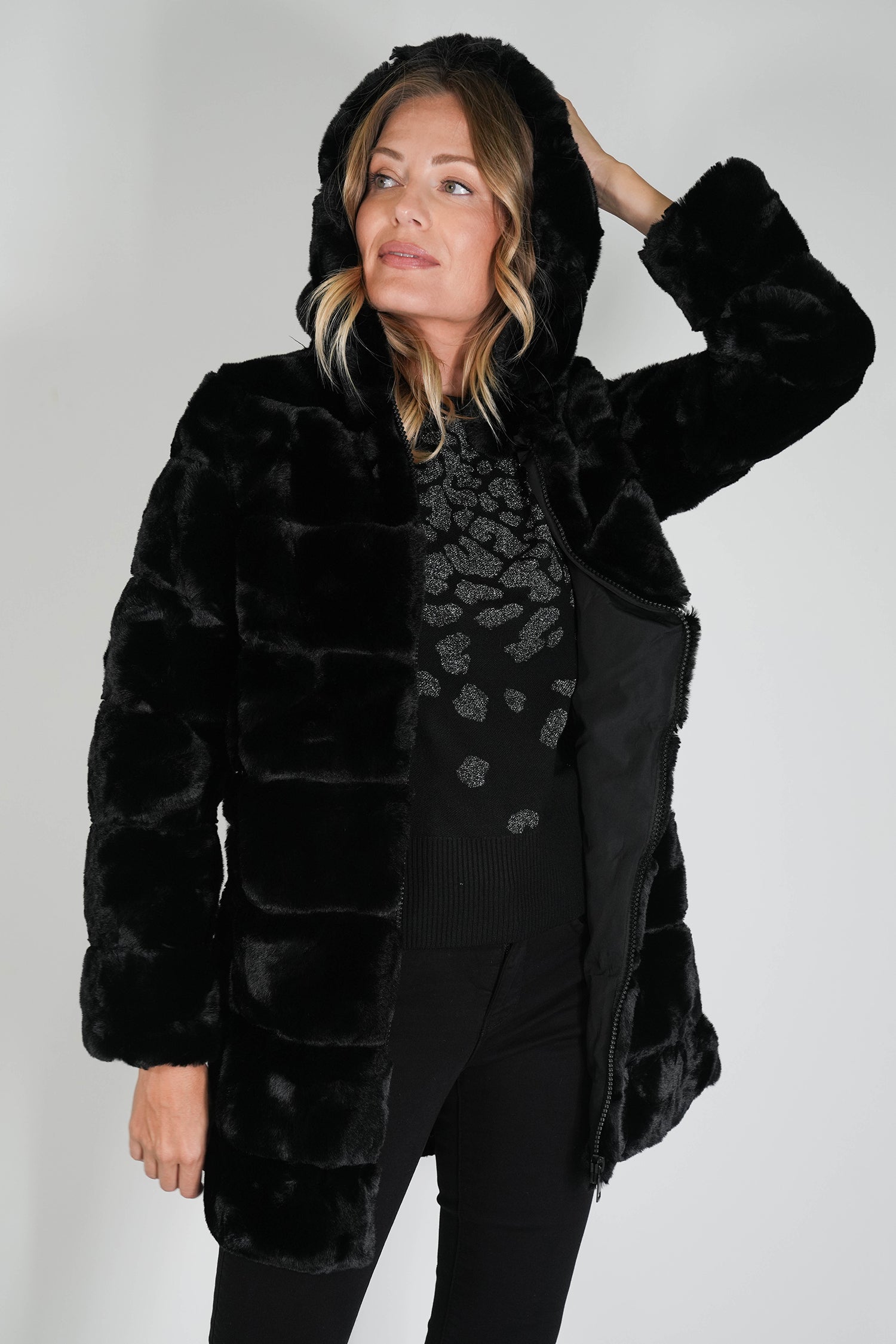 Black Faux Fur Coat