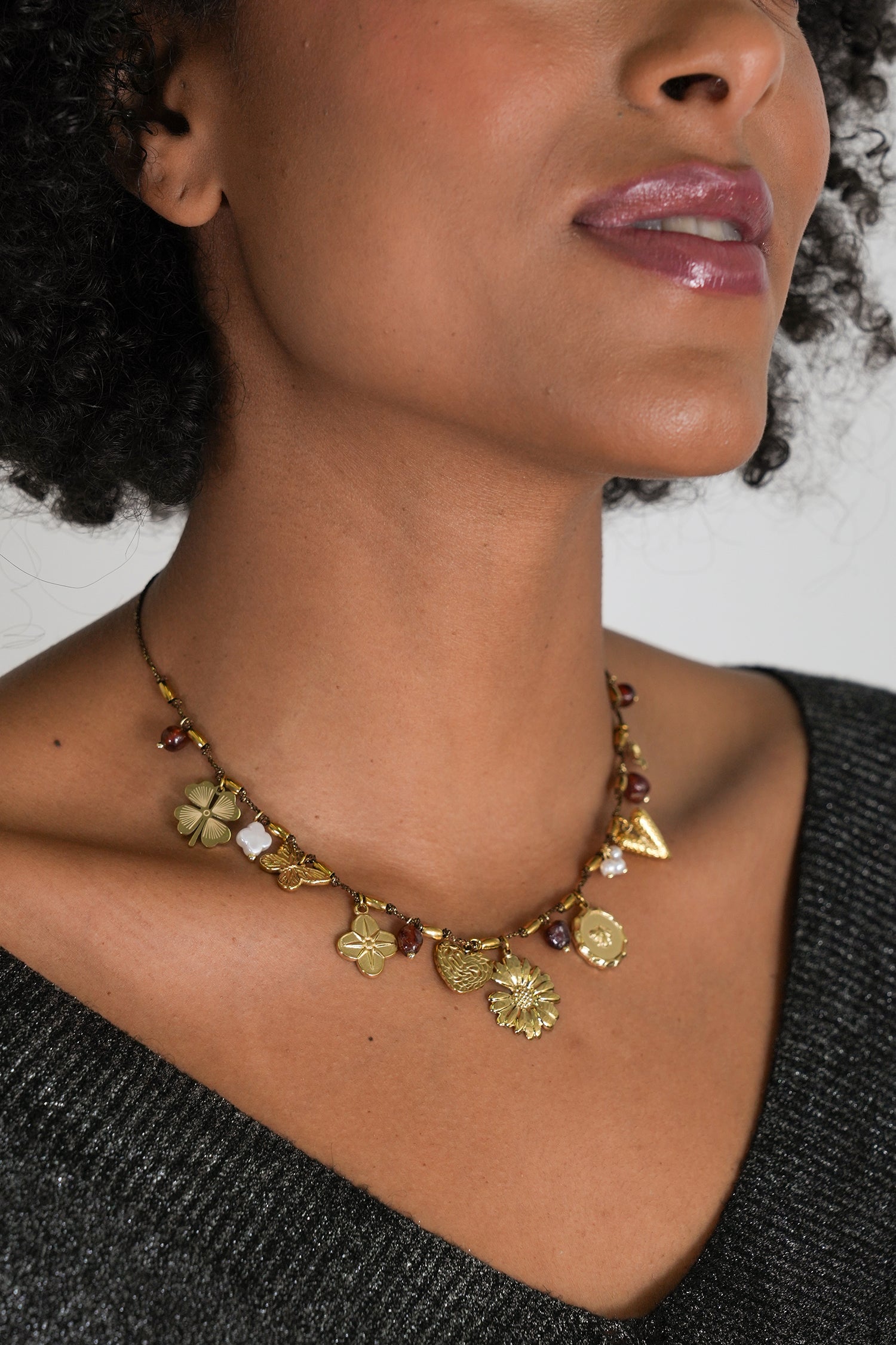 Rust Daisy Charm Necklace