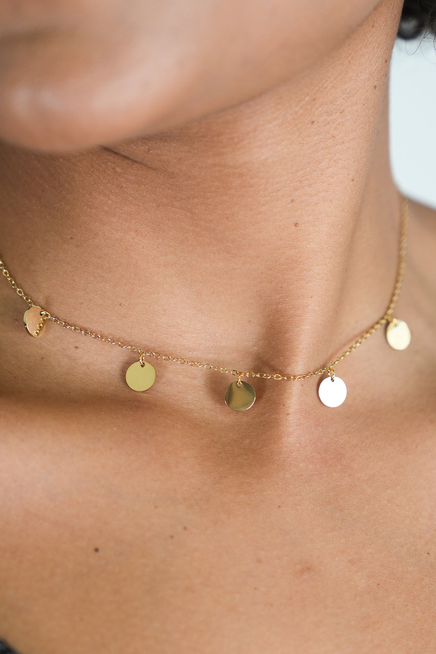 Gold Disc Charm Necklace