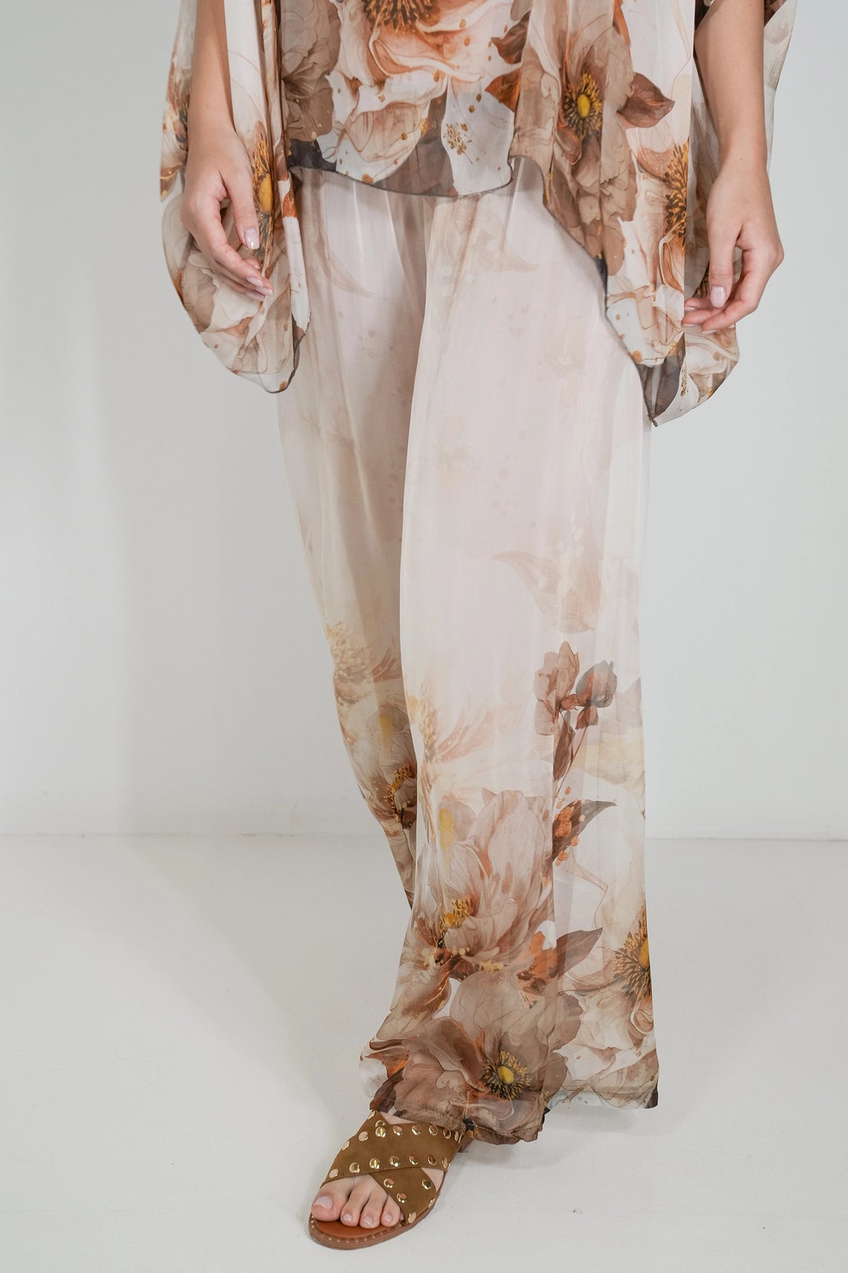 Cream and Taupe Savanna Silk Pant