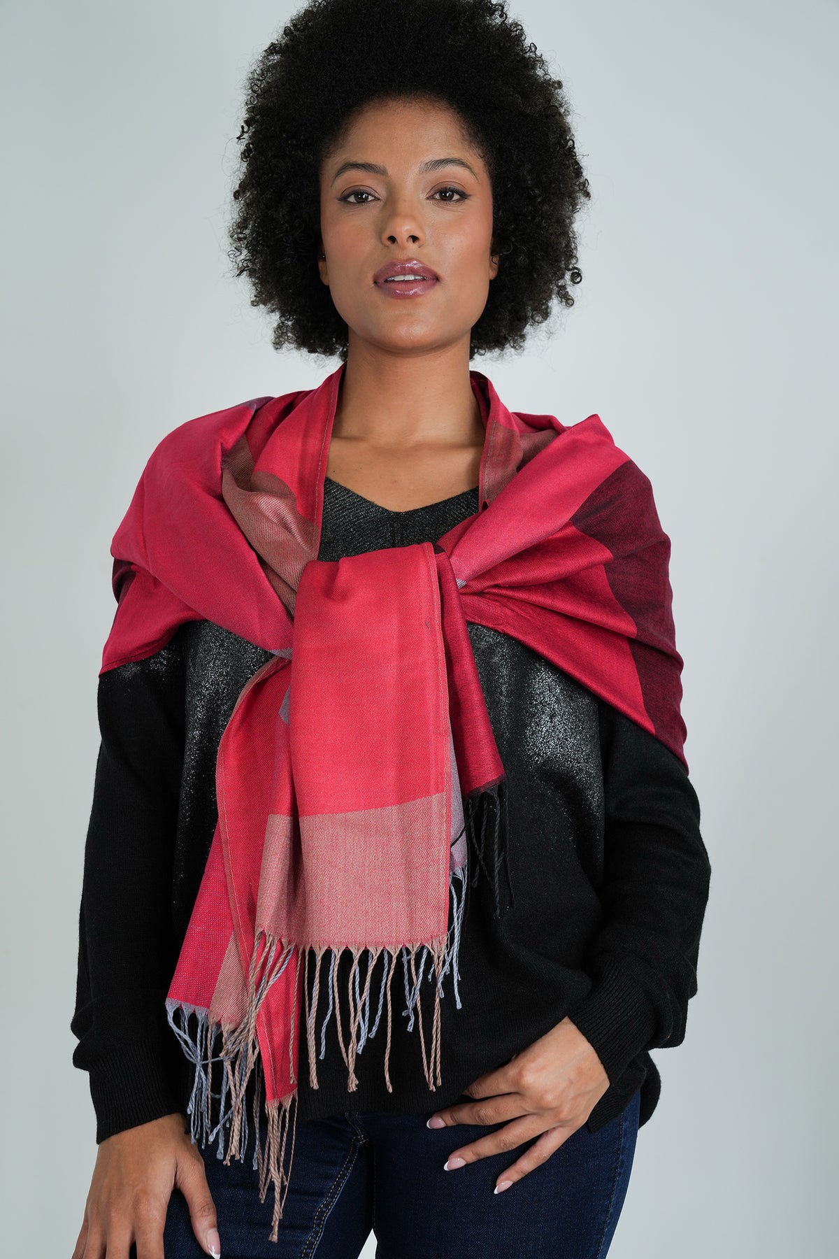 Red Geometric Scarf