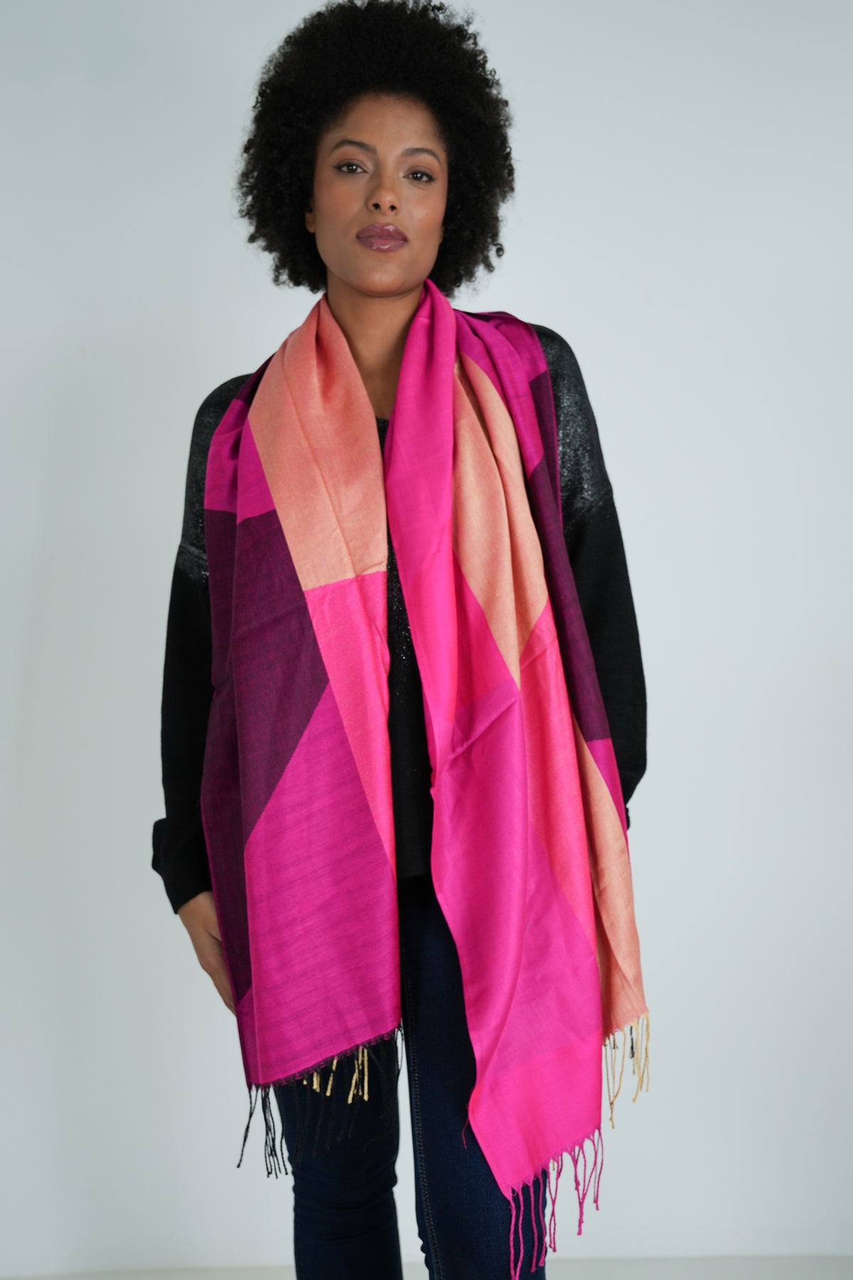 Cerise Geometric Scarf