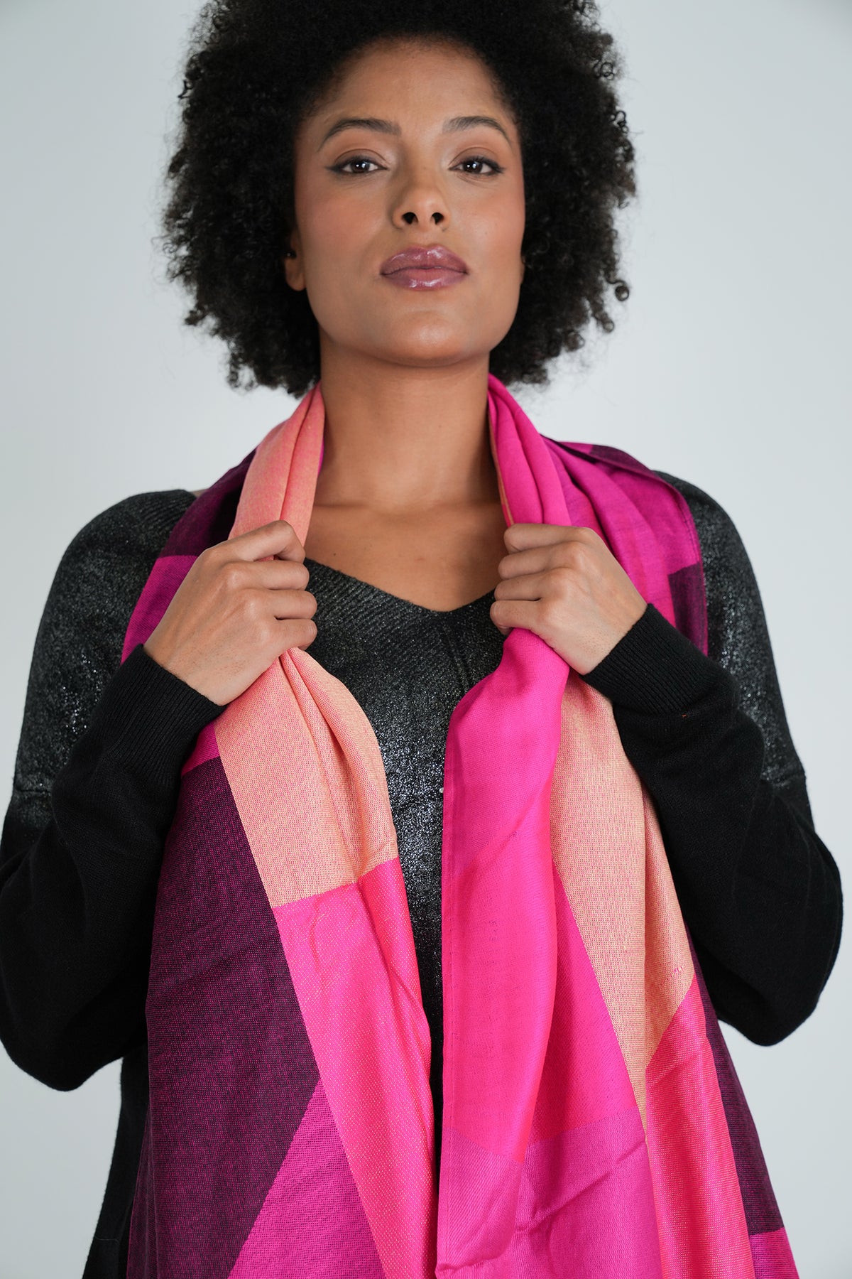 Cerise Geometric Scarf