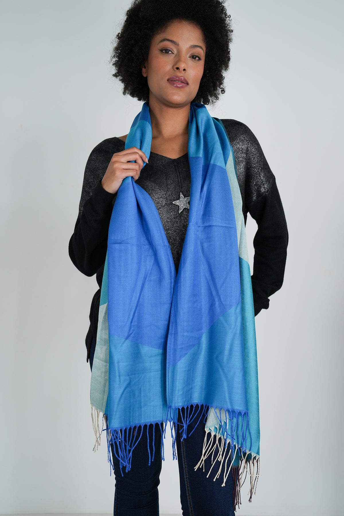 Turquoise Geometric Scarf