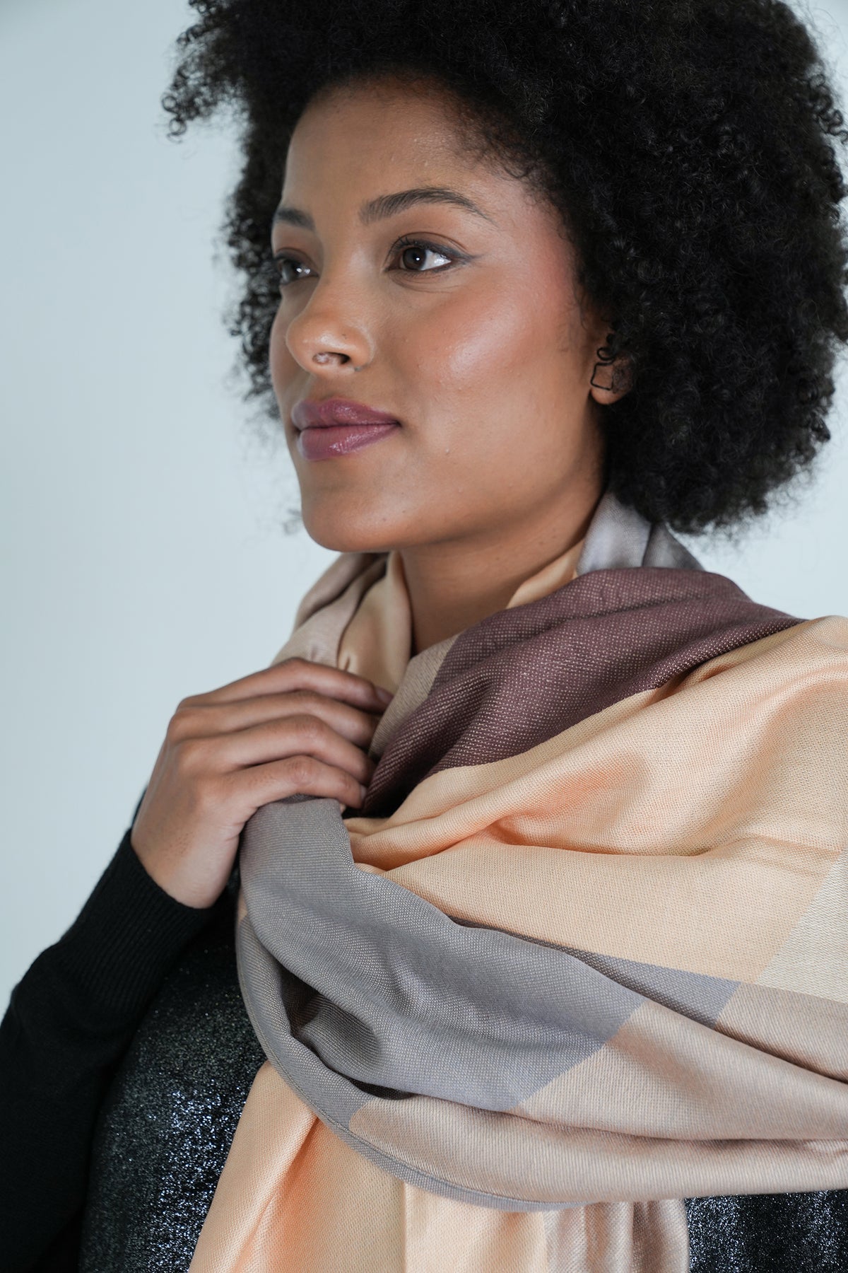 Grey and Cream Geometric Scarf