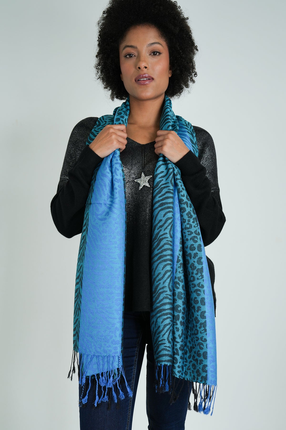 Turquoise Leopard Linda Scarf