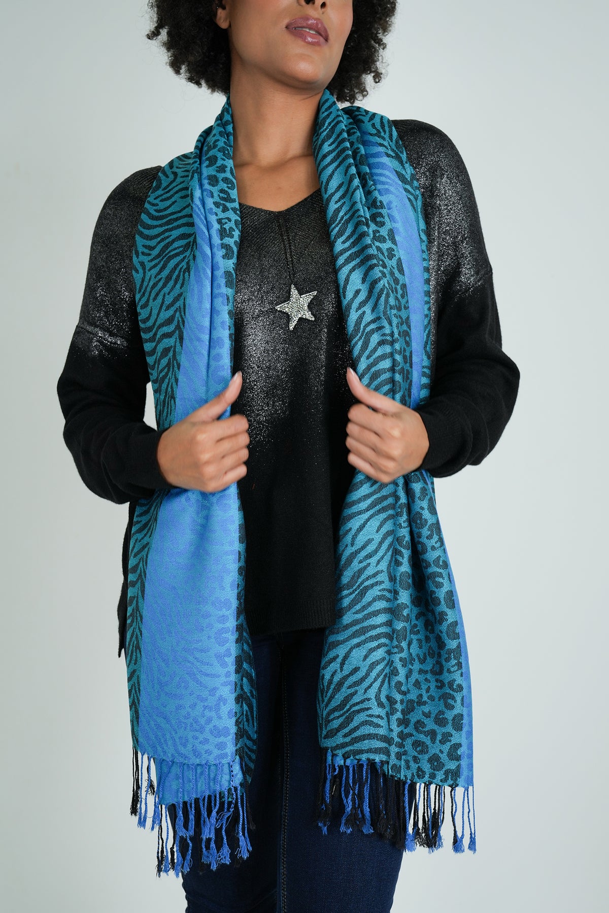 Turquoise Leopard Linda Scarf