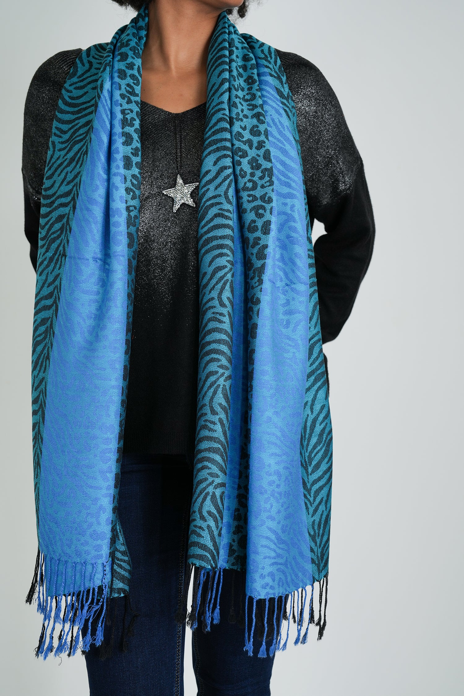Turquoise Leopard Linda Scarf