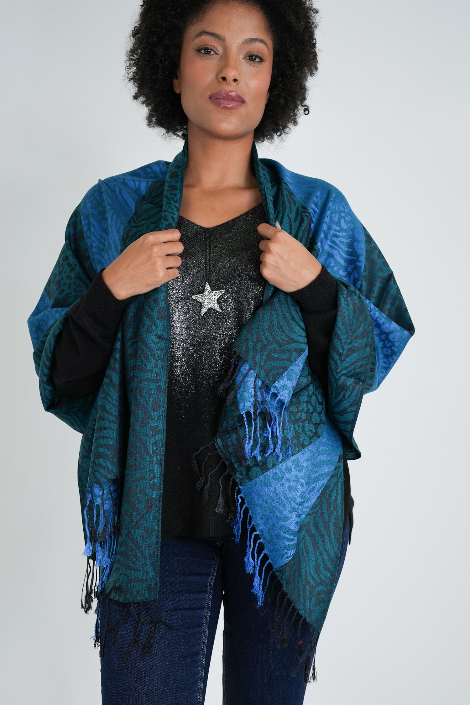 Teal Leopard Linda Scarf