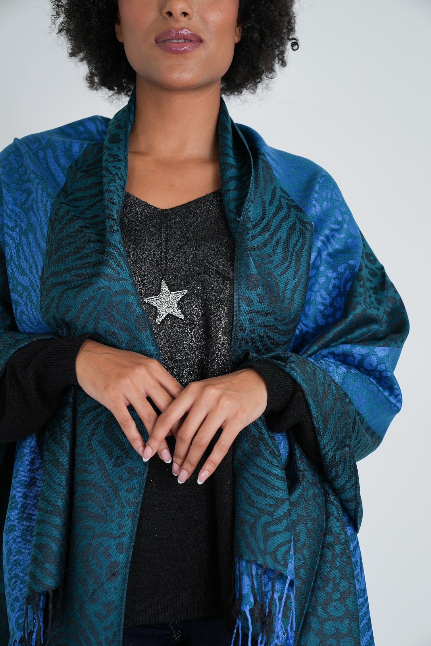 Teal Leopard Linda Scarf