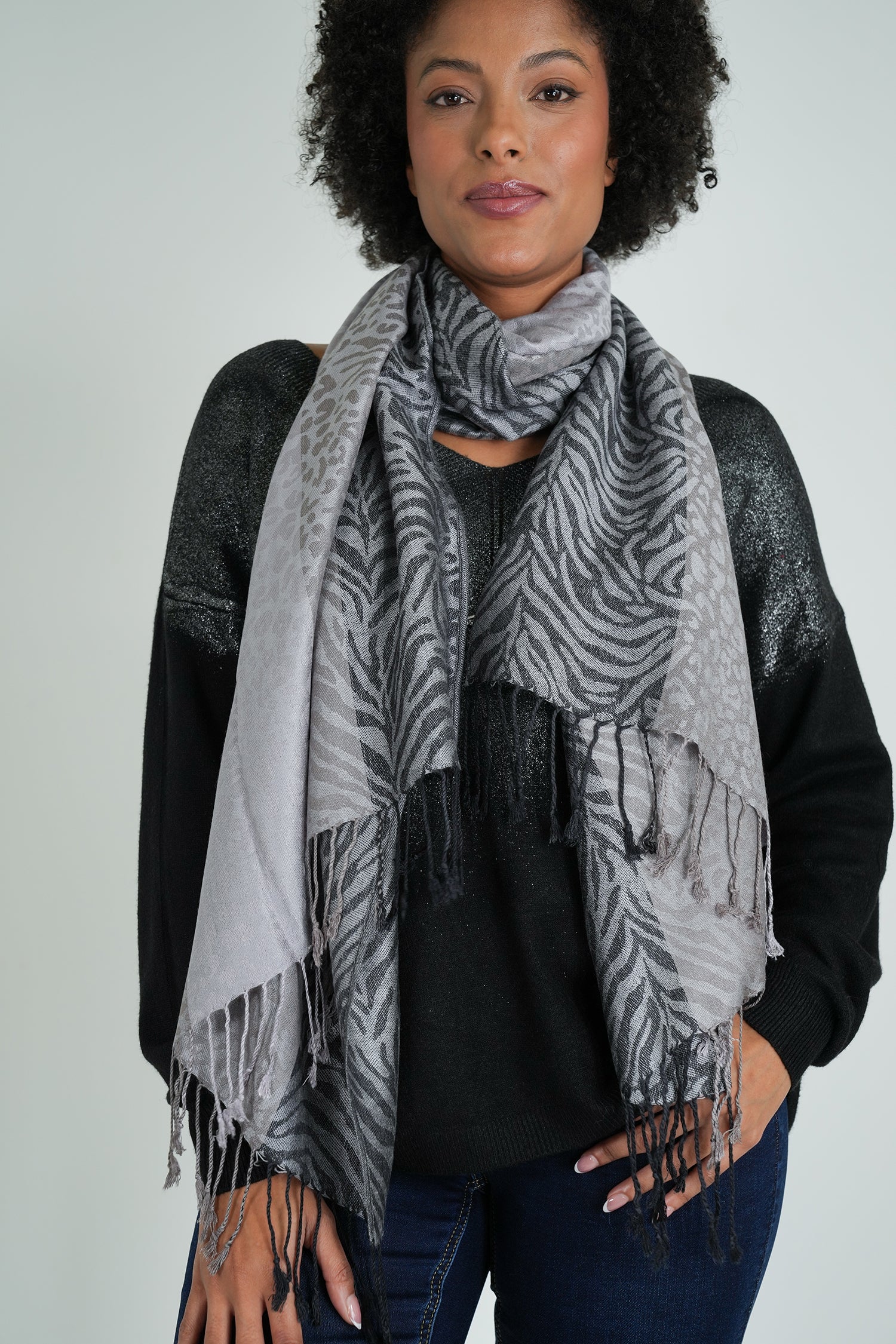 Grey Leopard Linda Scarf