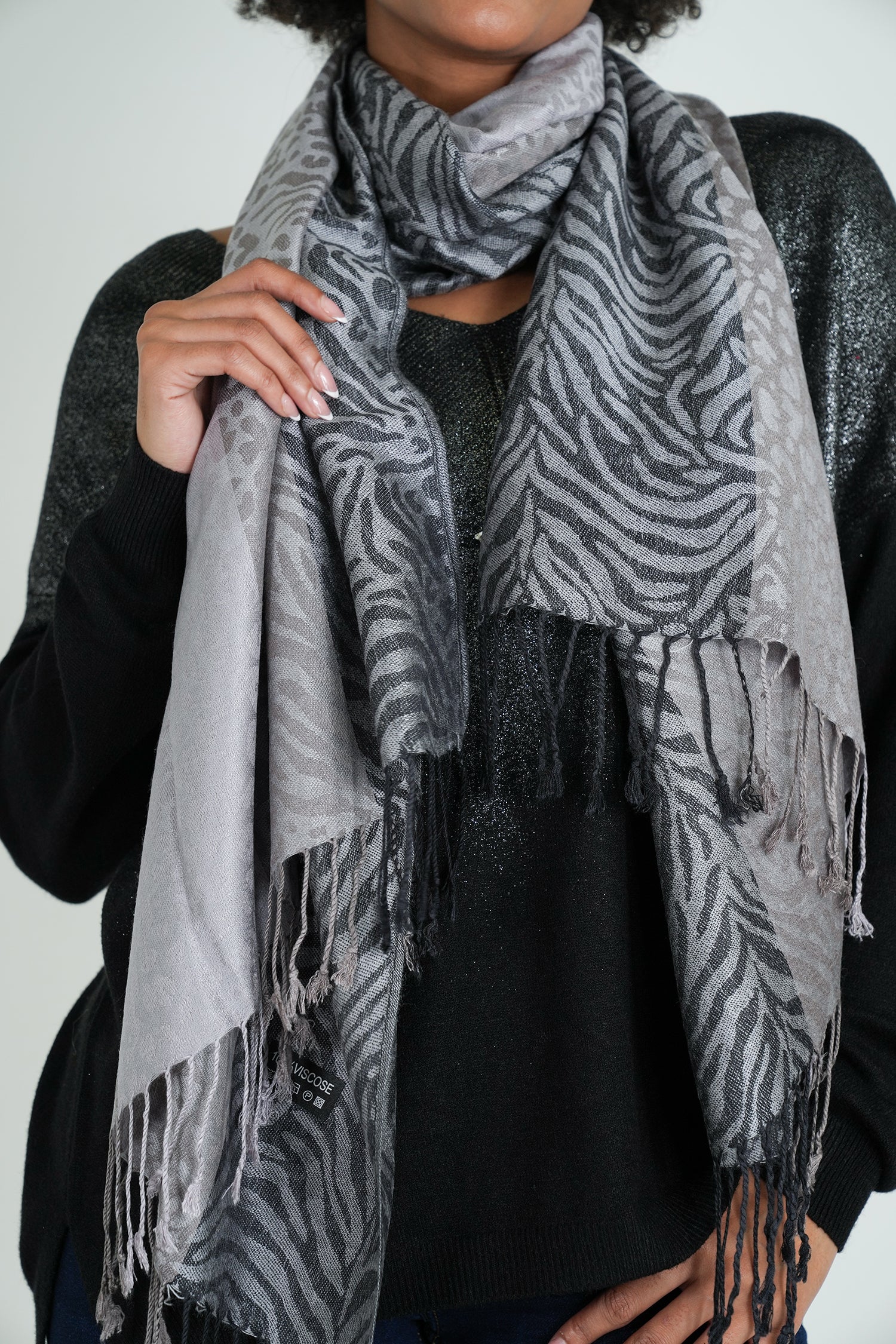 Grey Leopard Linda Scarf