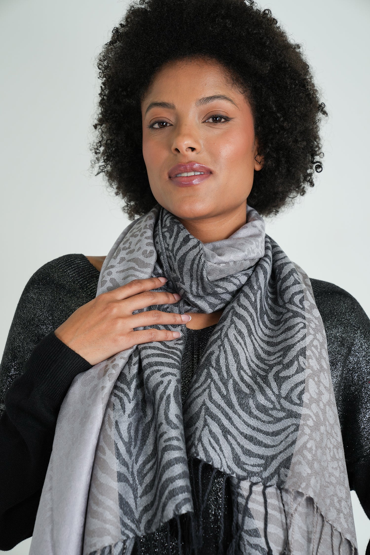 Grey Leopard Linda Scarf