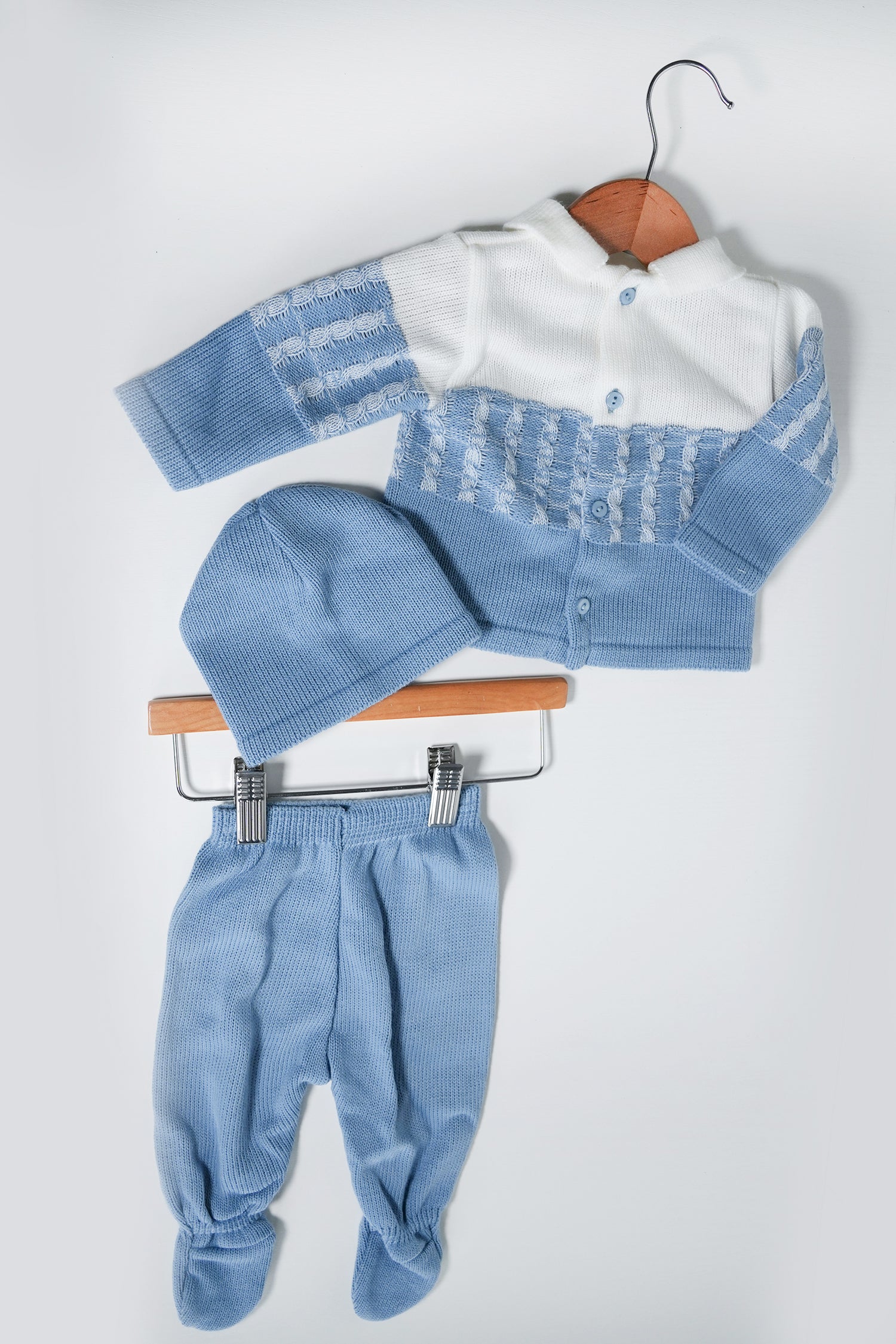 Blue and White Jackson Knit Set