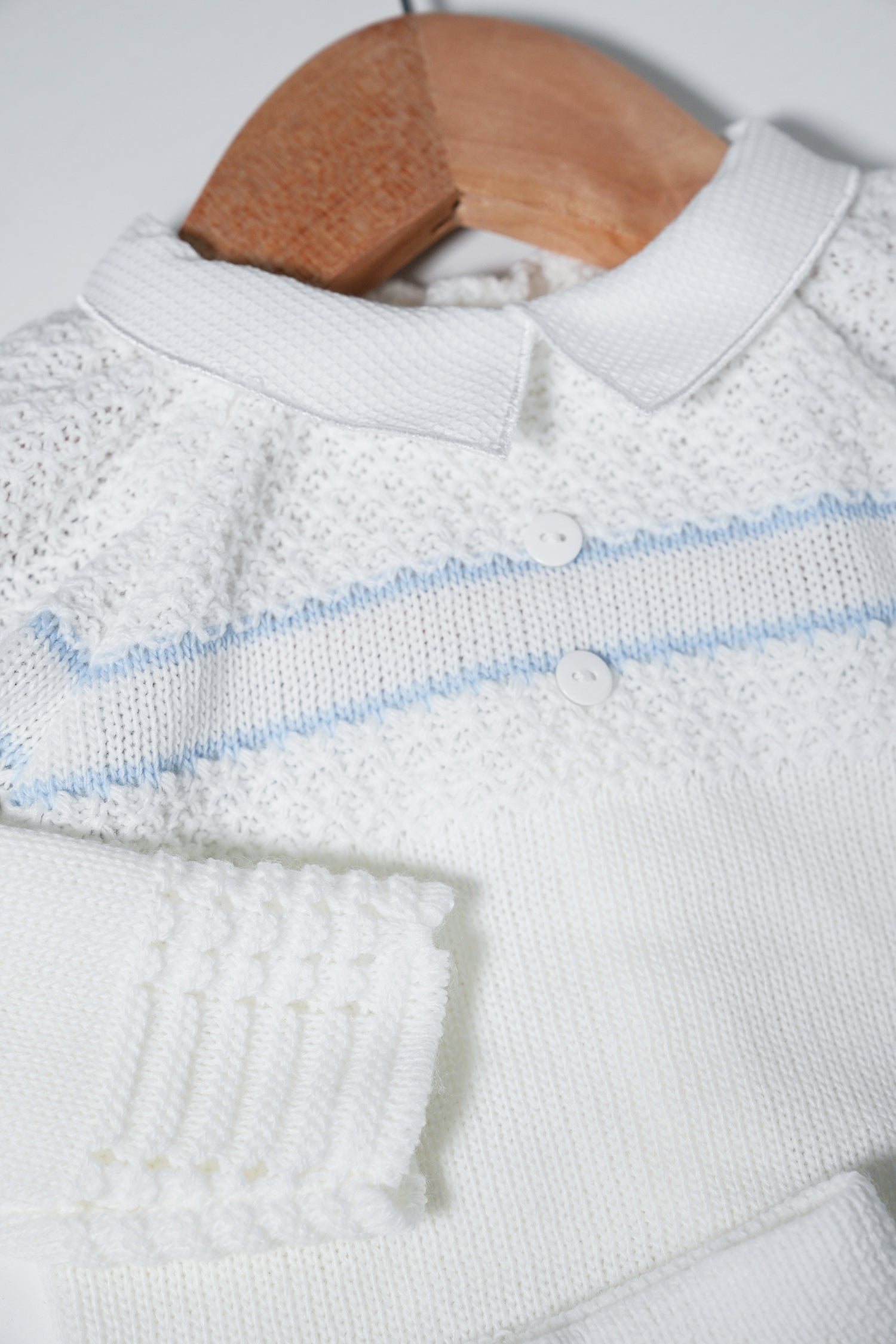 White and Blue Newborn Knit Set