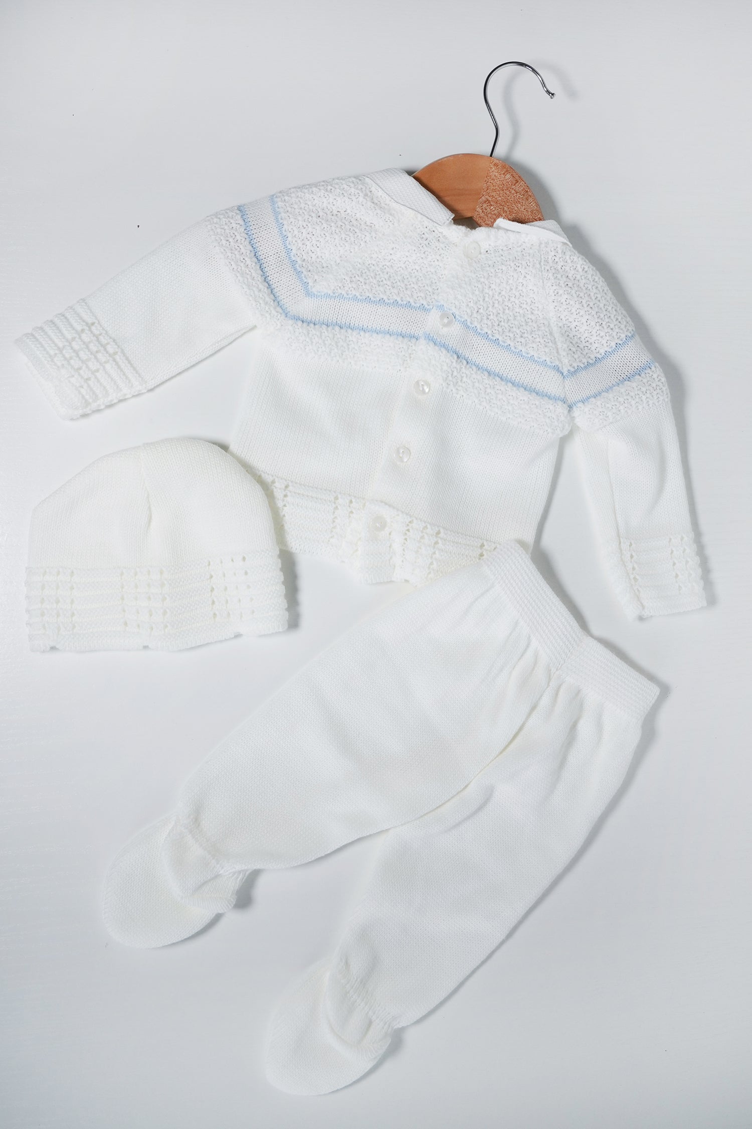 White and Blue Newborn Knit Set