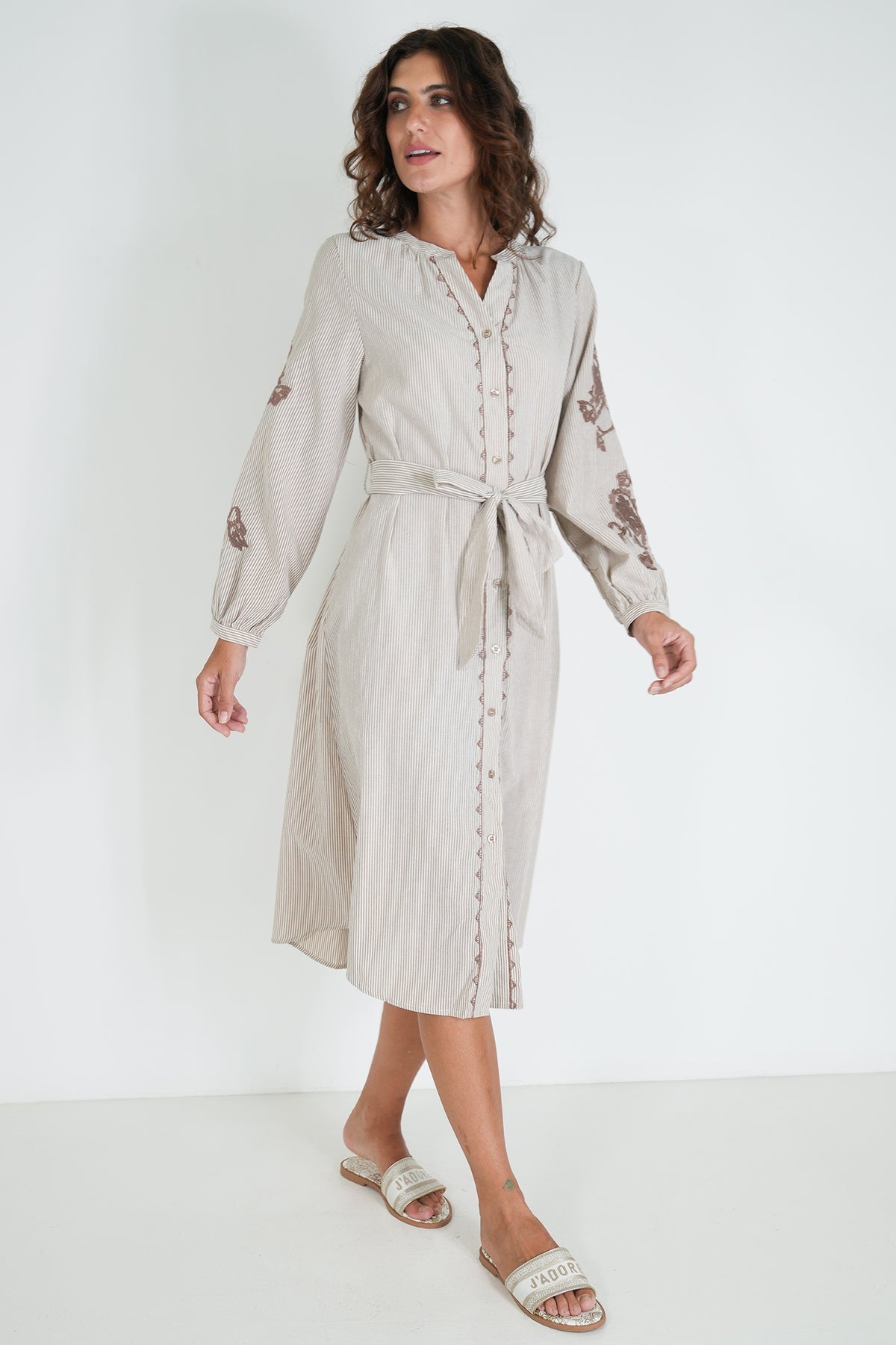 Mocha Striped Rylie Dress