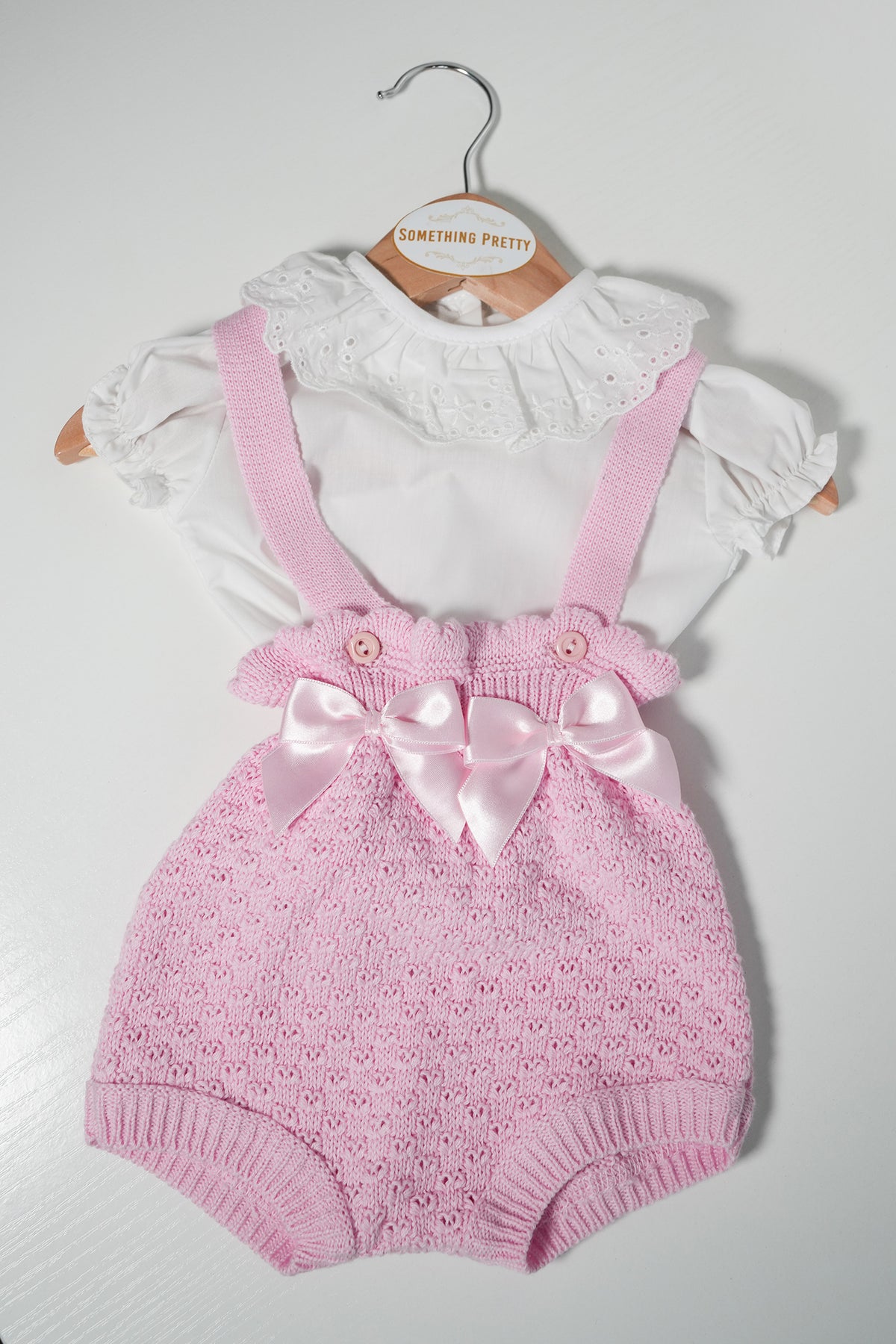 Pink Dungaree Knit Set