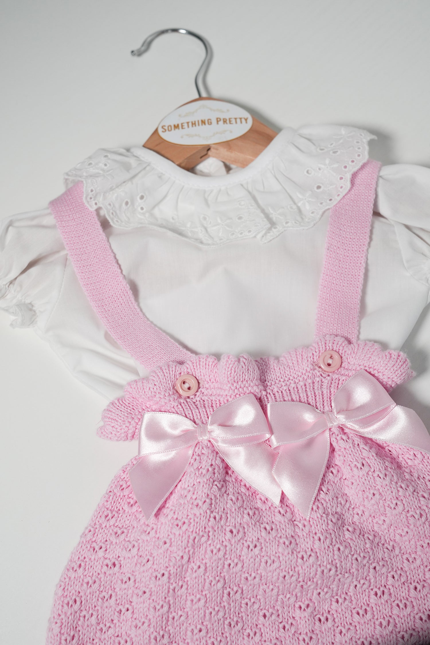 Pink Dungaree Knit Set