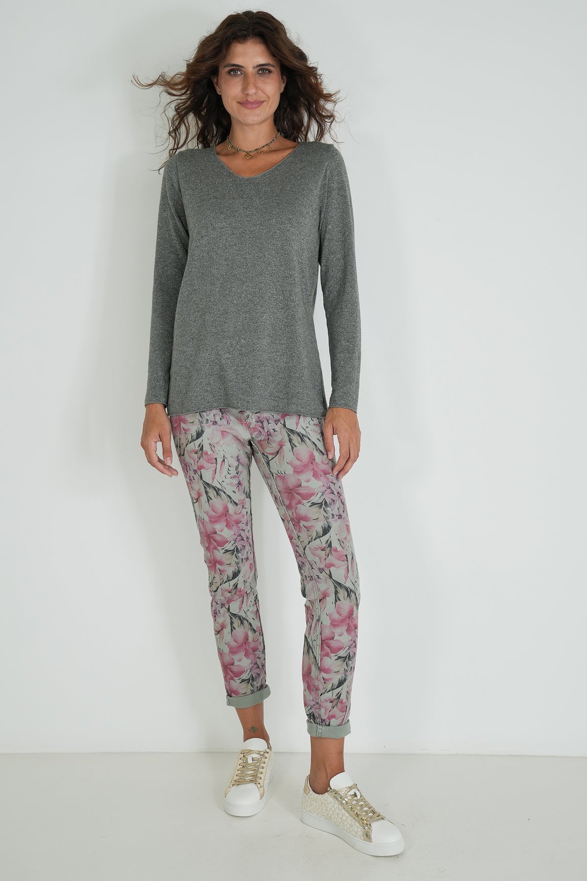 Olive Hibiscus Reversible Jean