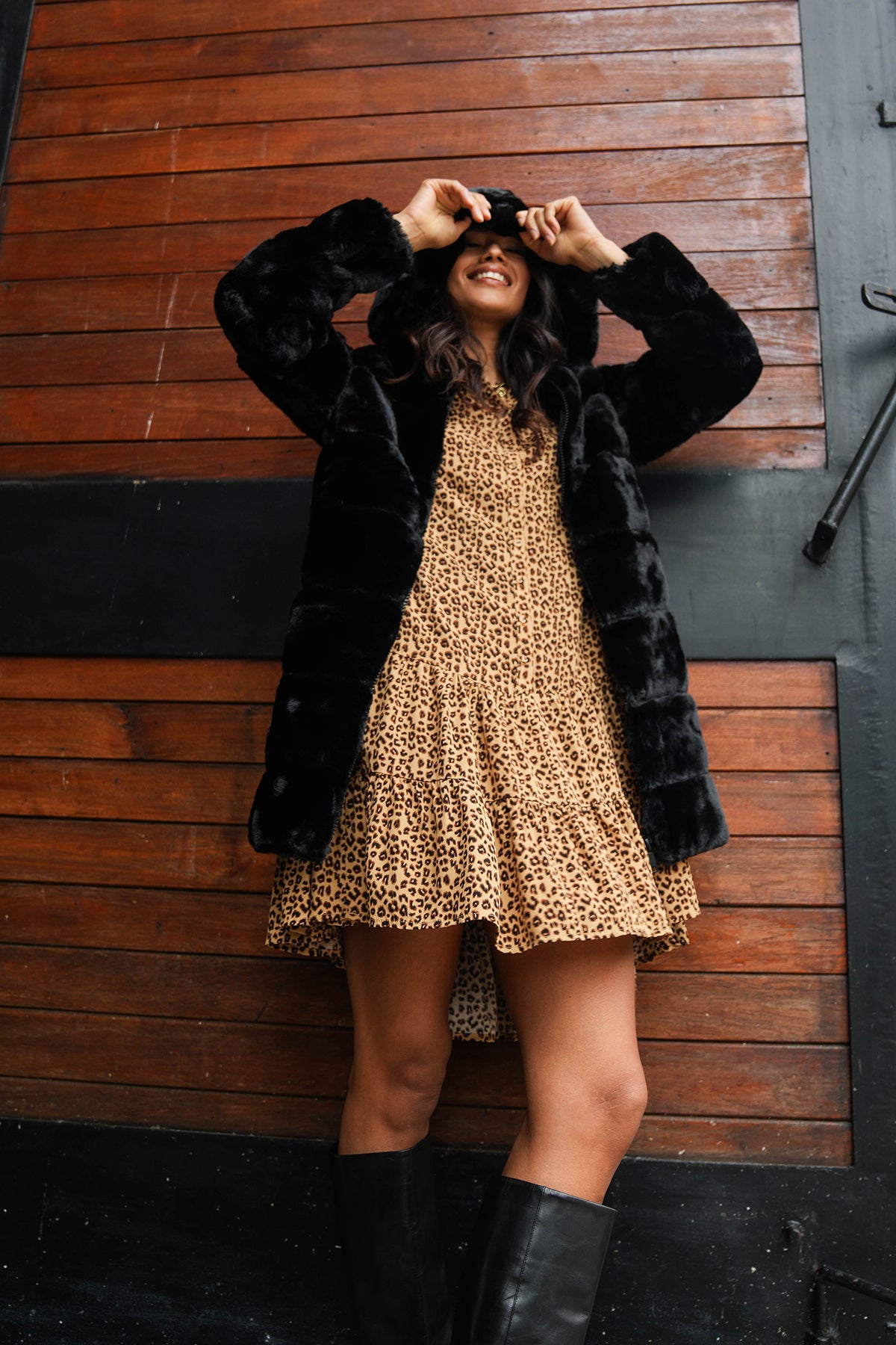 Beige Winter Leopard Tunic