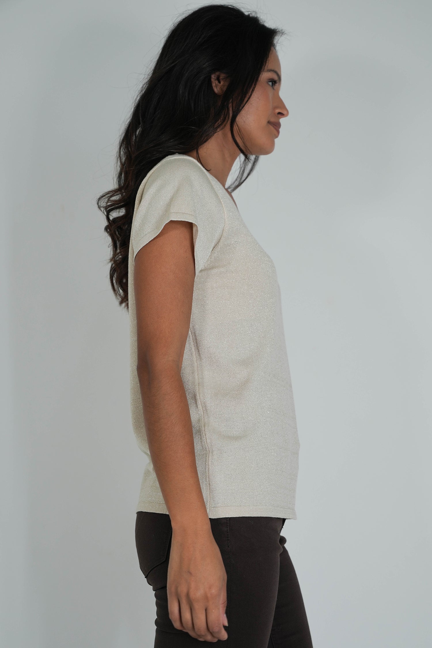 Gold Shimmer V Neck Top