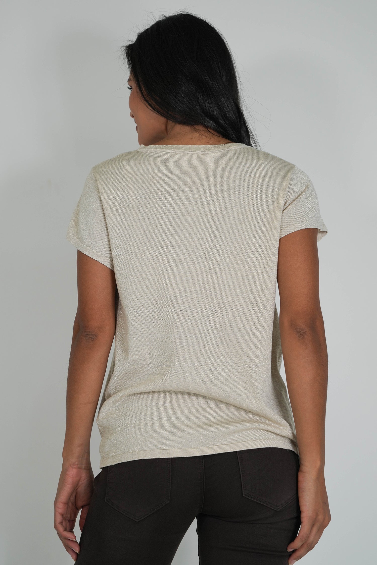 Gold Shimmer V Neck Top