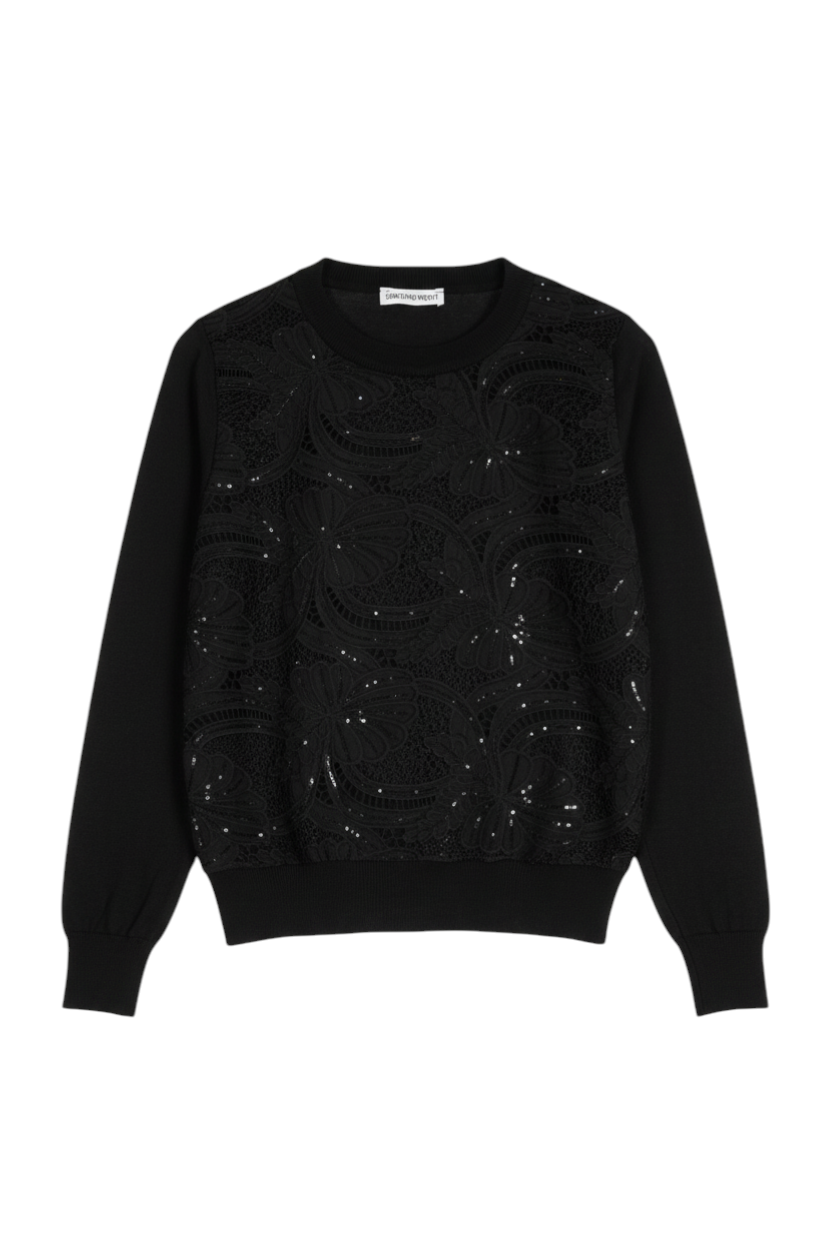 Black Lace Sequin Jumper
