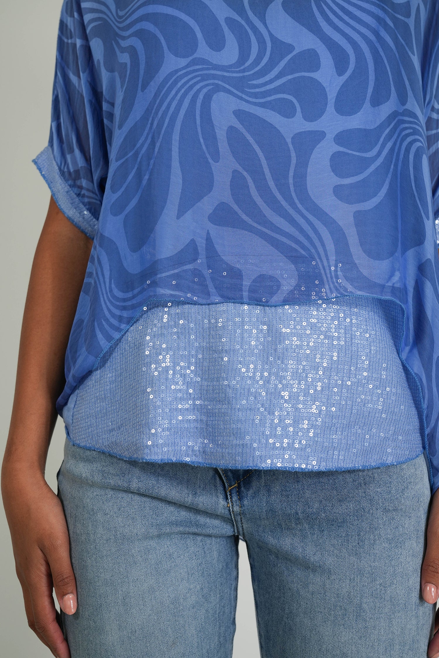 Blue Simone Silk Top