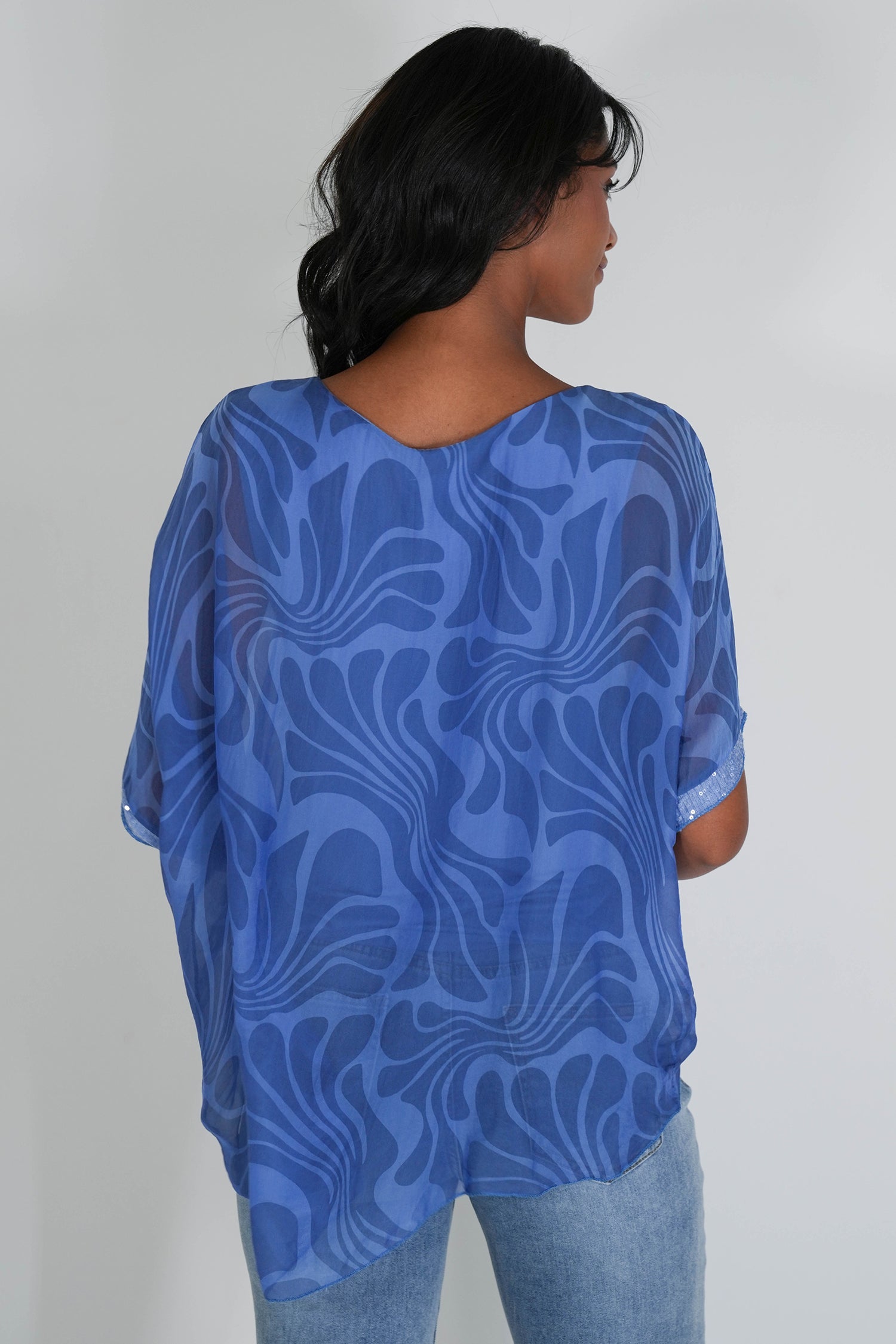 Blue Simone Silk Top