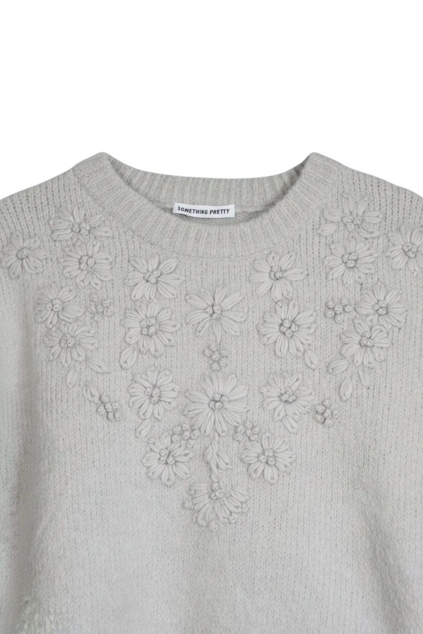 Grey Floral Embroidered Jumper
