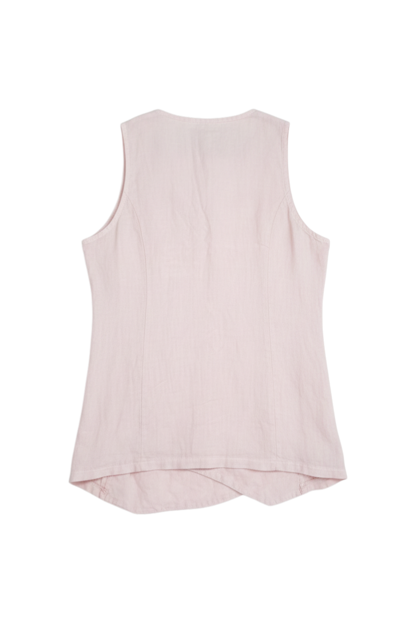 Blush Linen Waistcoat, blush linen top from Something Pretty, alternative view