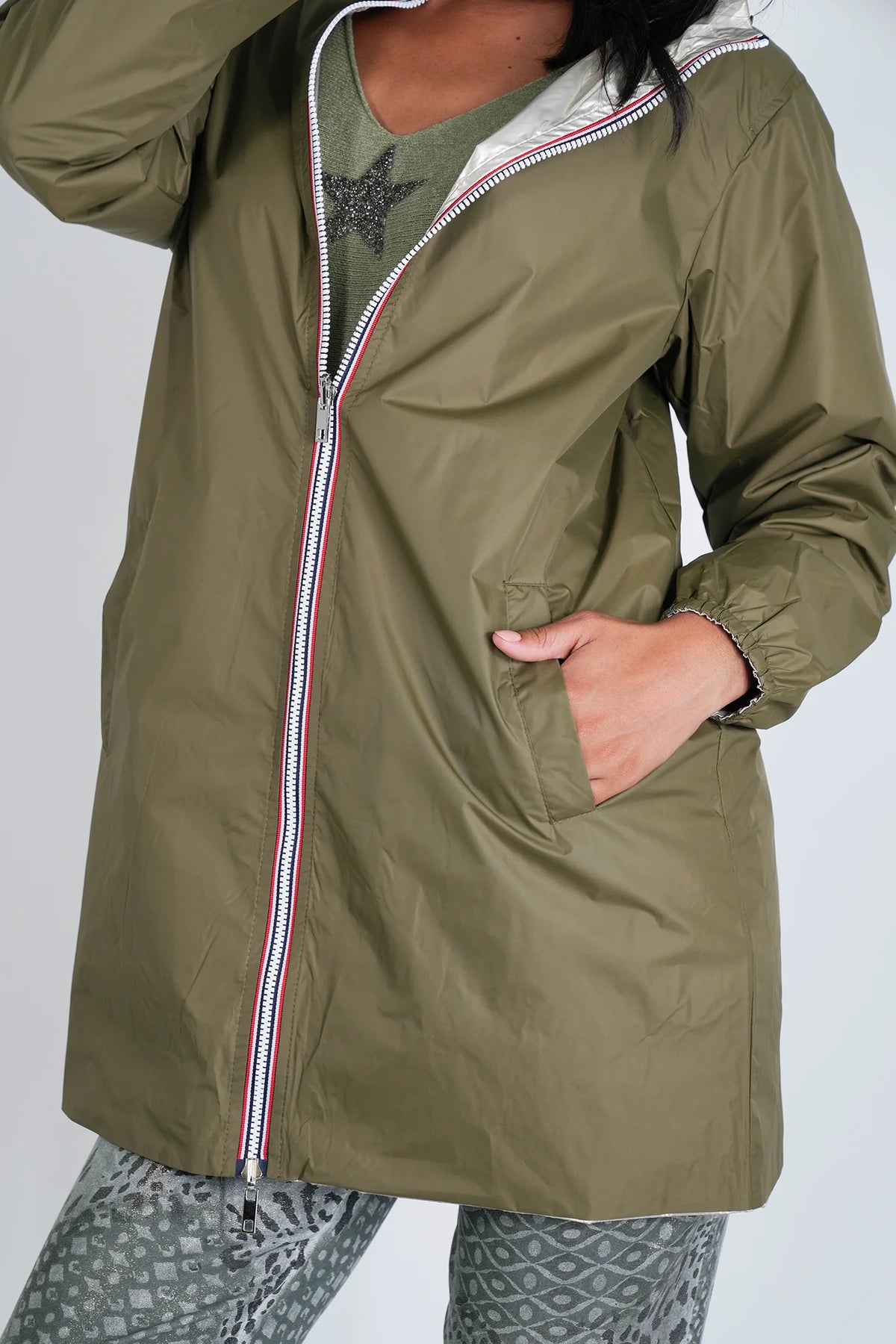 Khaki Reversible Rain Coat