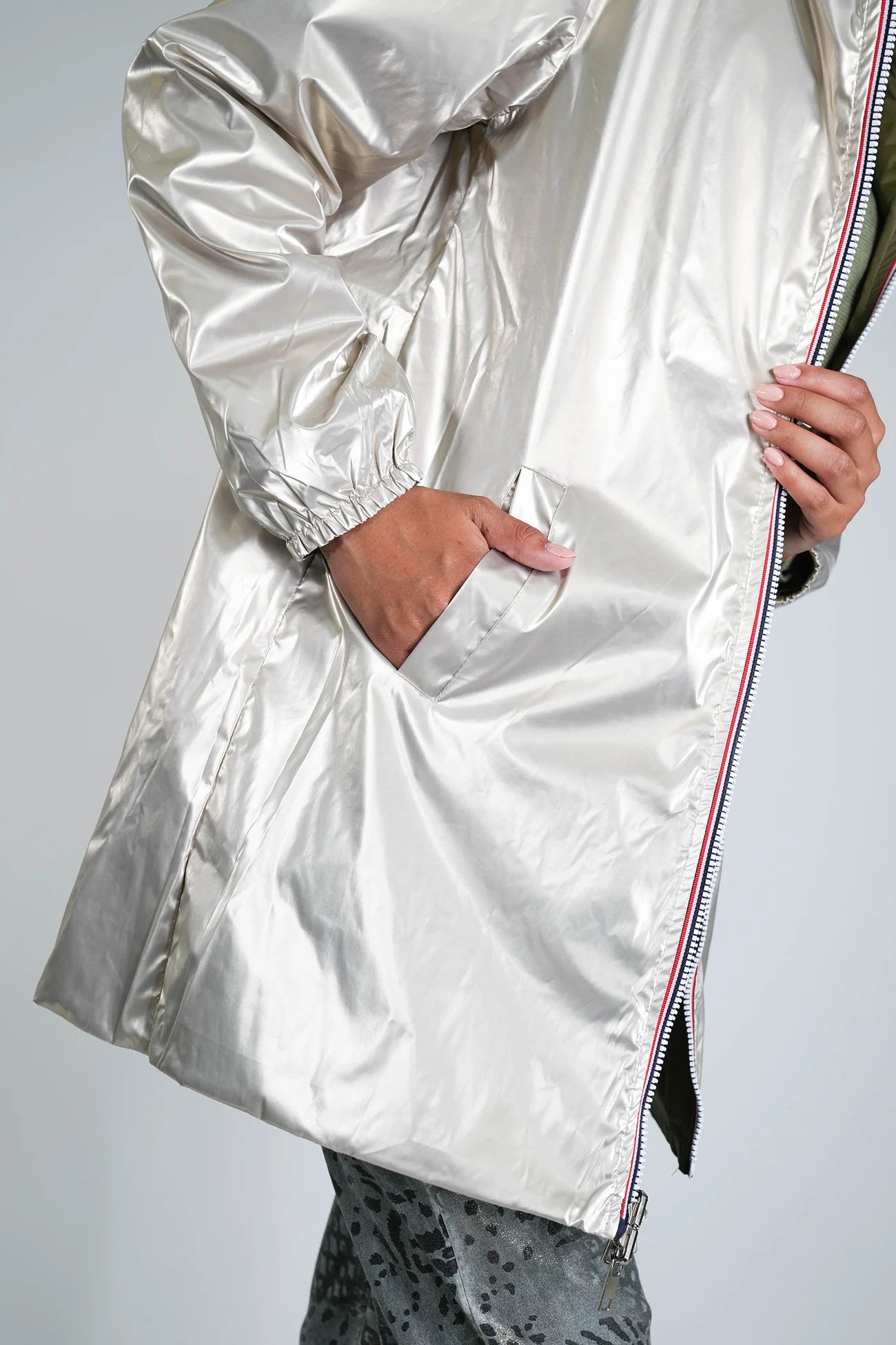 Khaki Reversible Rain Coat