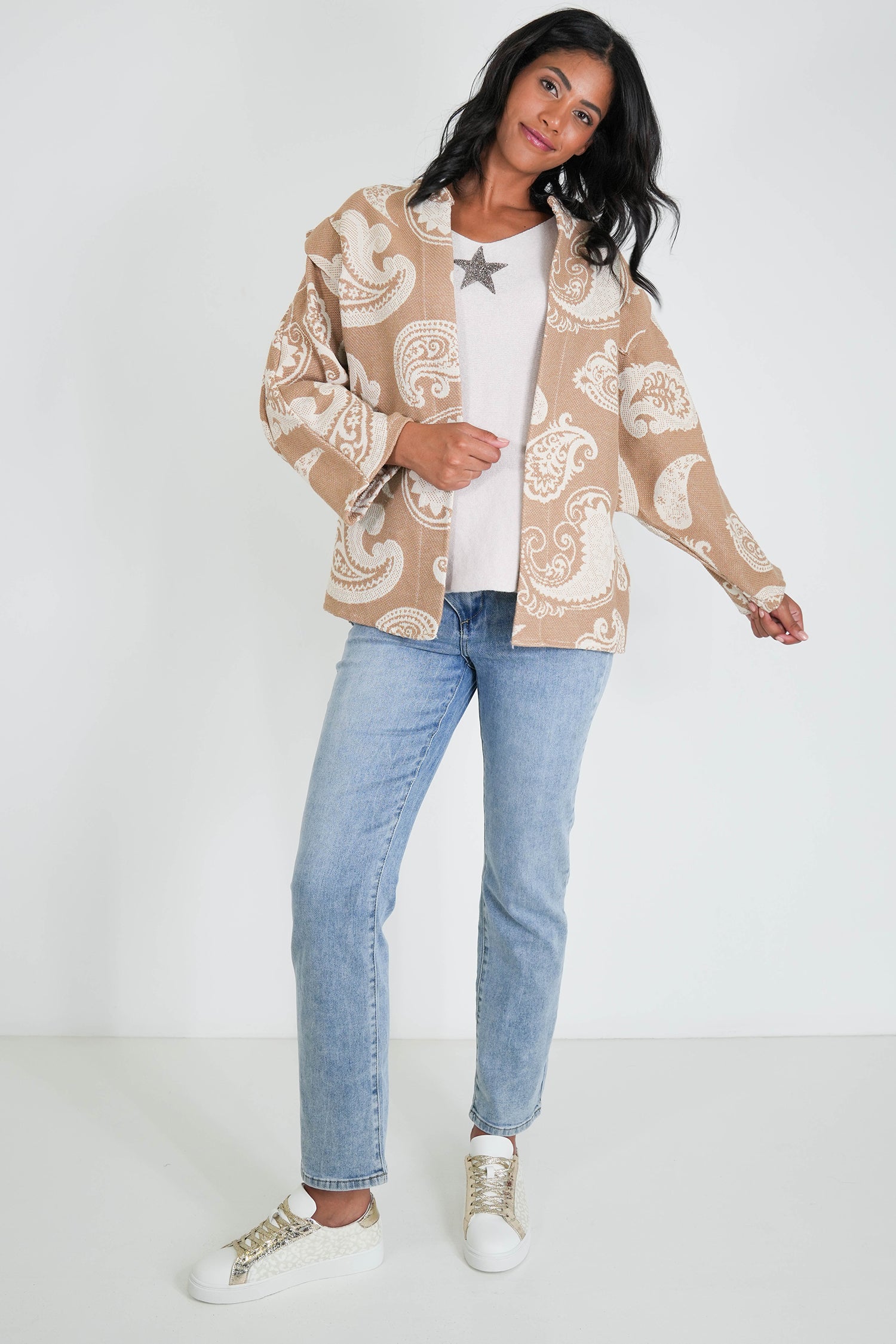 Beige Paisley Autumn Jacket