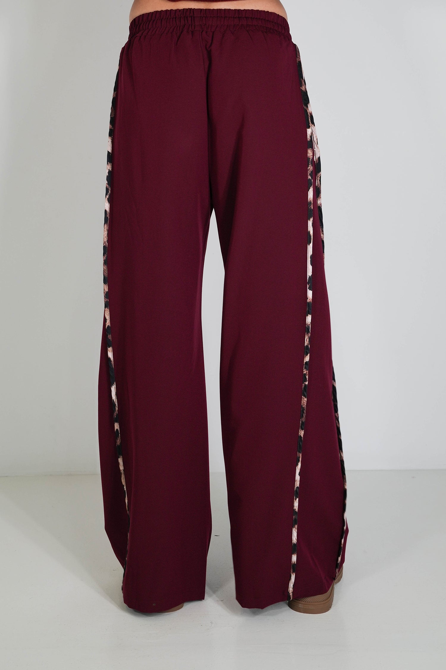Burgundy Leopard Trim Pant